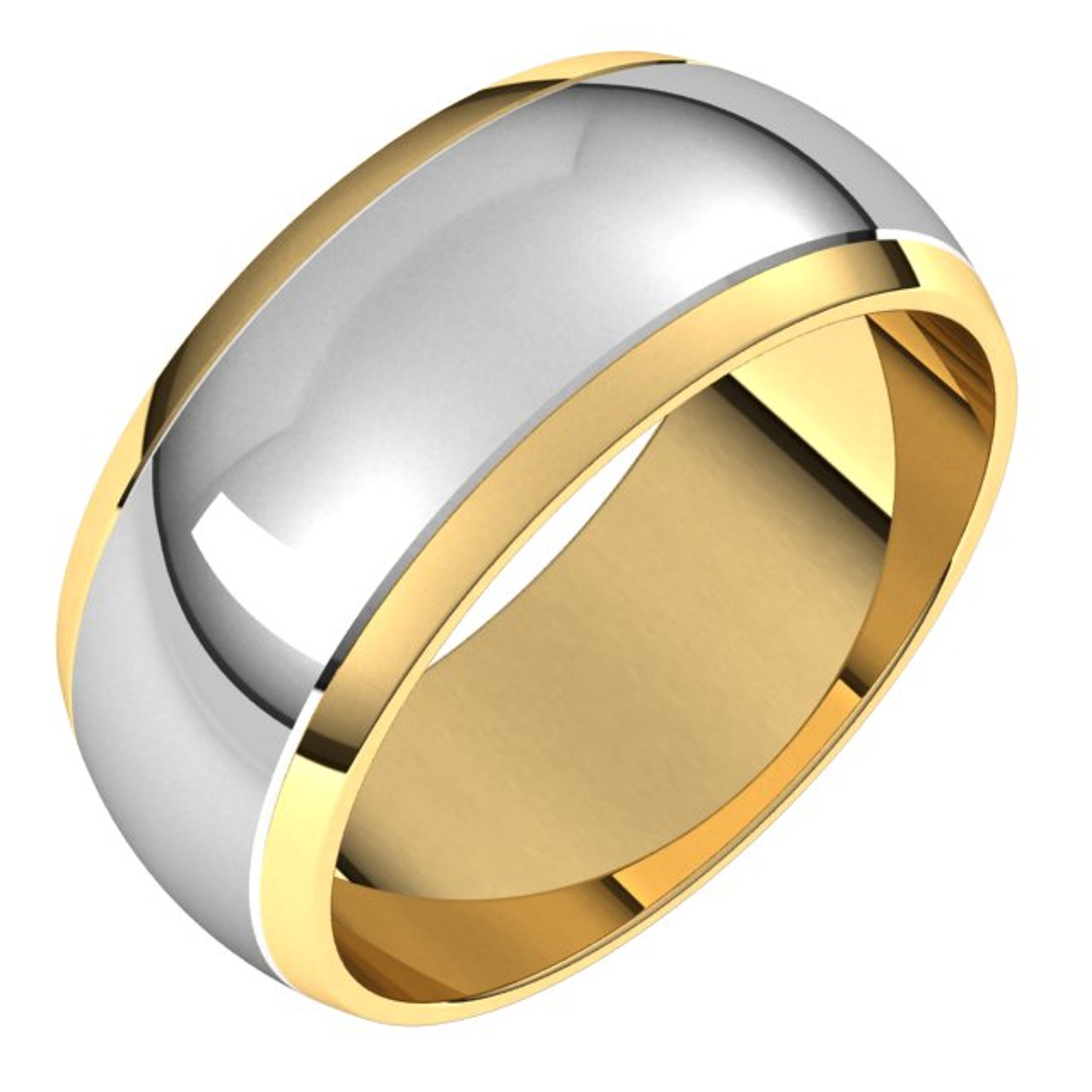 14k Yellow Gold 8mm Two Tone Traditional Domed Wedding Band 14k Yellow Gold 8mm Two Tone Traditional Domed Wedding Band