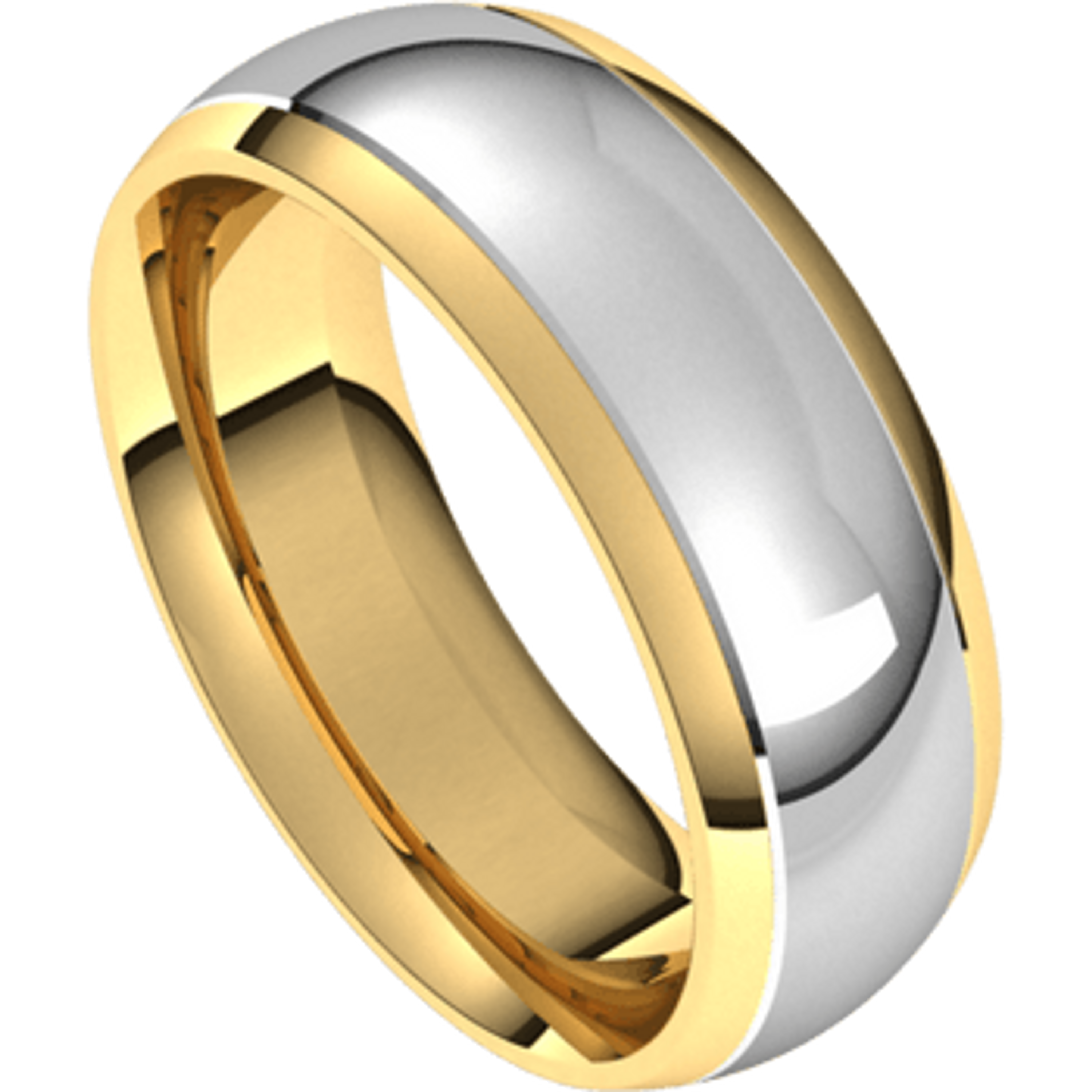 14k Yellow Gold 7mm Two Tone Comfort Fit Domed Wedding Band 14k Yellow Gold 7mm Two Tone Comfort Fit Domed Wedding Band