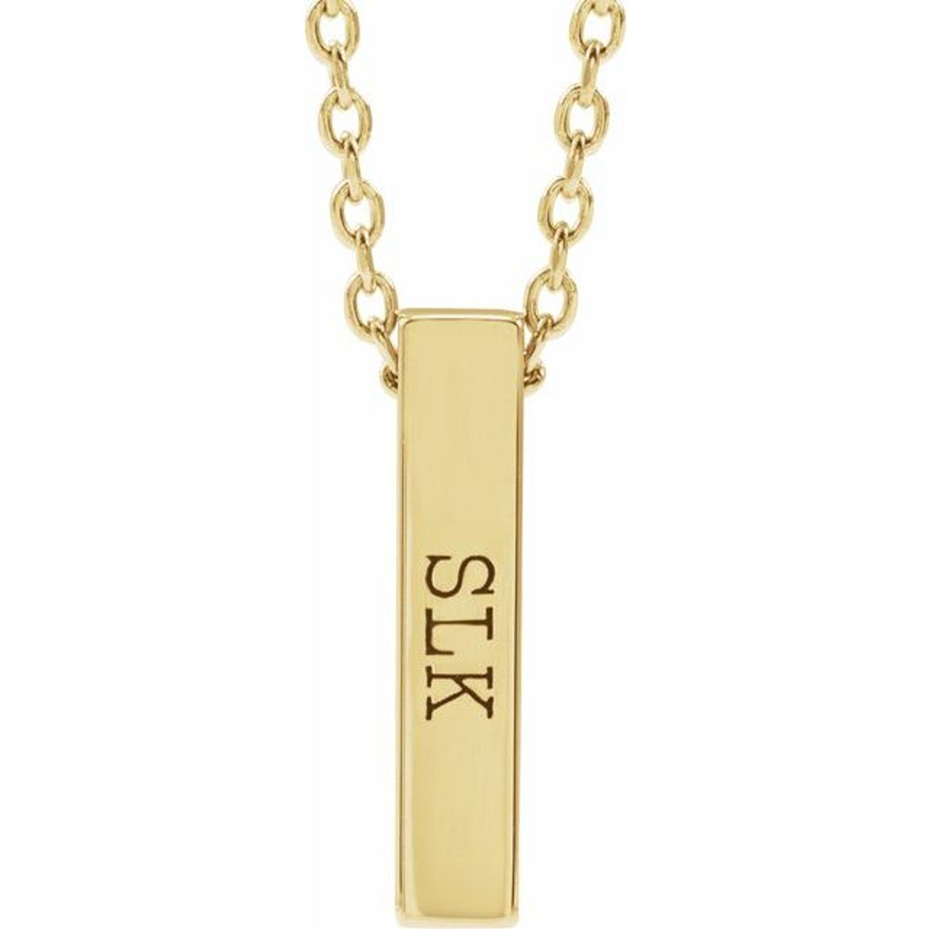 14K Yellow Gold Four Sided Bar Necklace 12.00 mm x 2.6mm 14K Yellow Gold Four Sided Bar Necklace 12.00 mm x 2.6mm