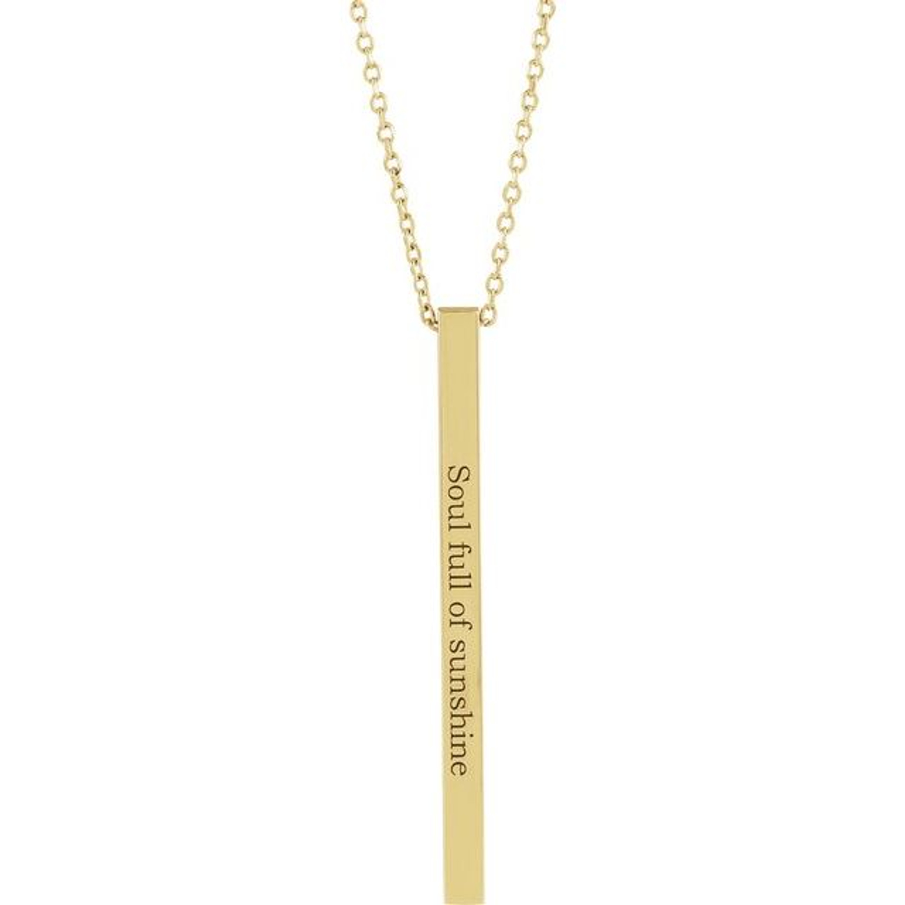 14K Yellow Gold Four Sided Bar Necklace 35.00 mm x 2.6mm 14K Yellow Gold Four Sided Bar Necklace 35.00 mm x 2.6mm