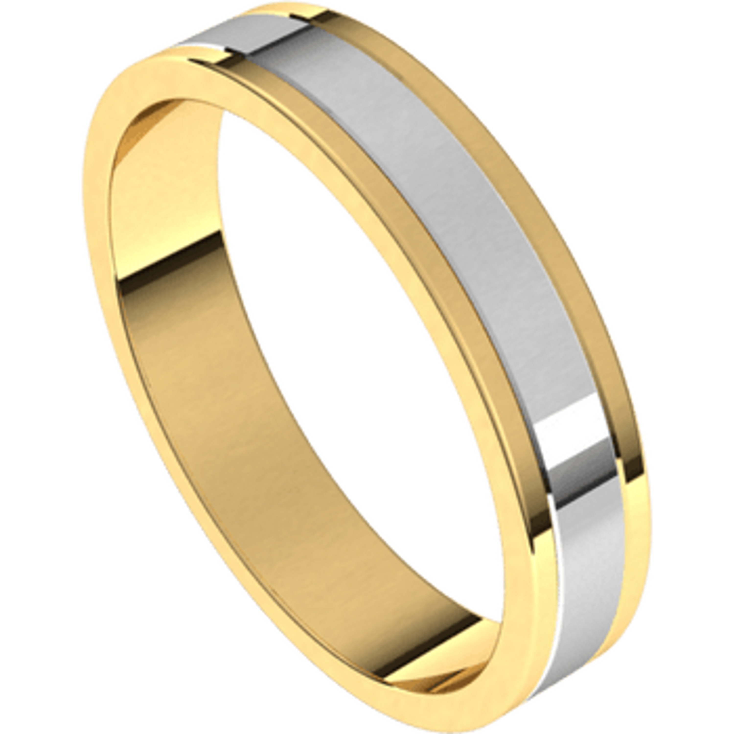 14k Yellow Gold 4mm Two Tone Flat Wedding Band 14k Yellow Gold 4mm Two Tone Flat Wedding Band