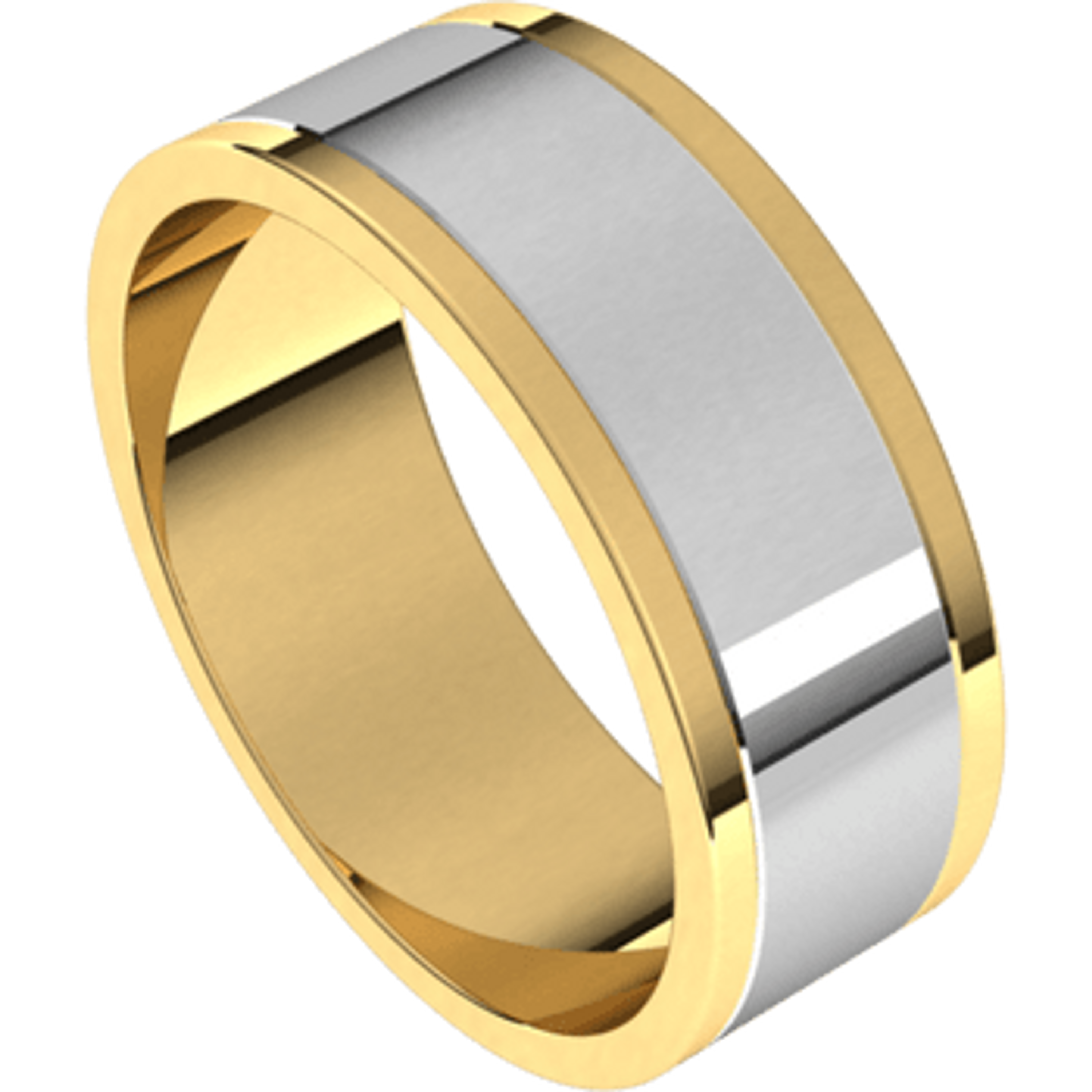 14k Yellow Gold 7mm Two Tone Flat Wedding Band 14k Yellow Gold 7mm Two Tone Flat Wedding Band
