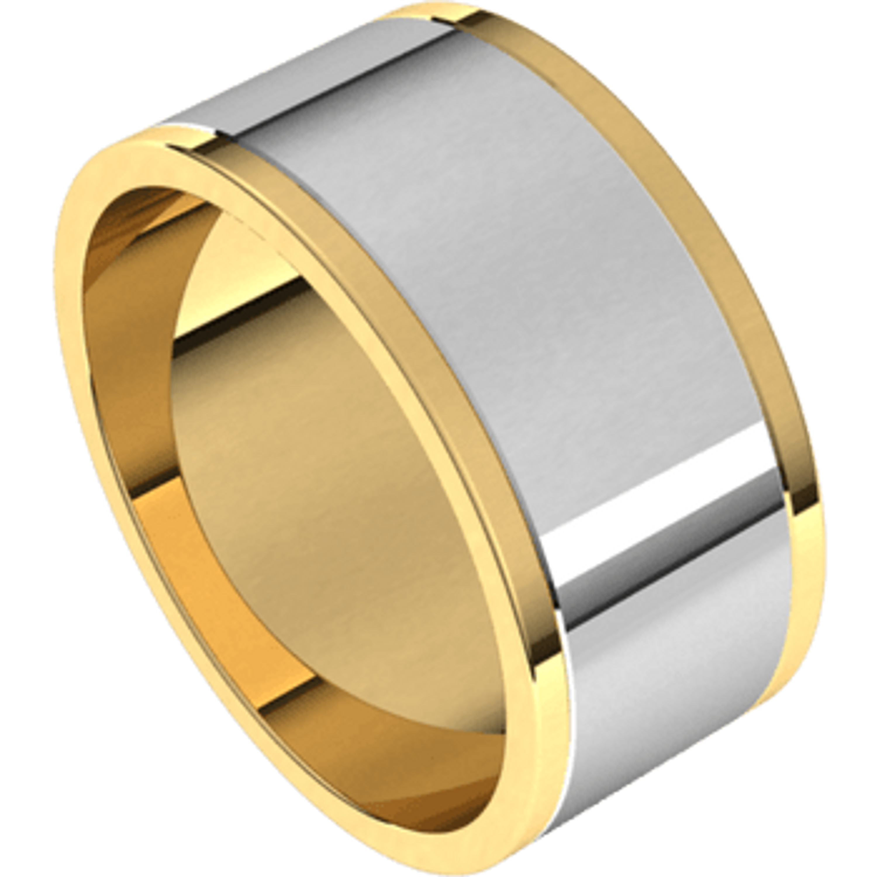 14k Yellow Gold 9mm Two Tone Flat Wedding Band 14k Yellow Gold 9mm Two Tone Flat Wedding Band