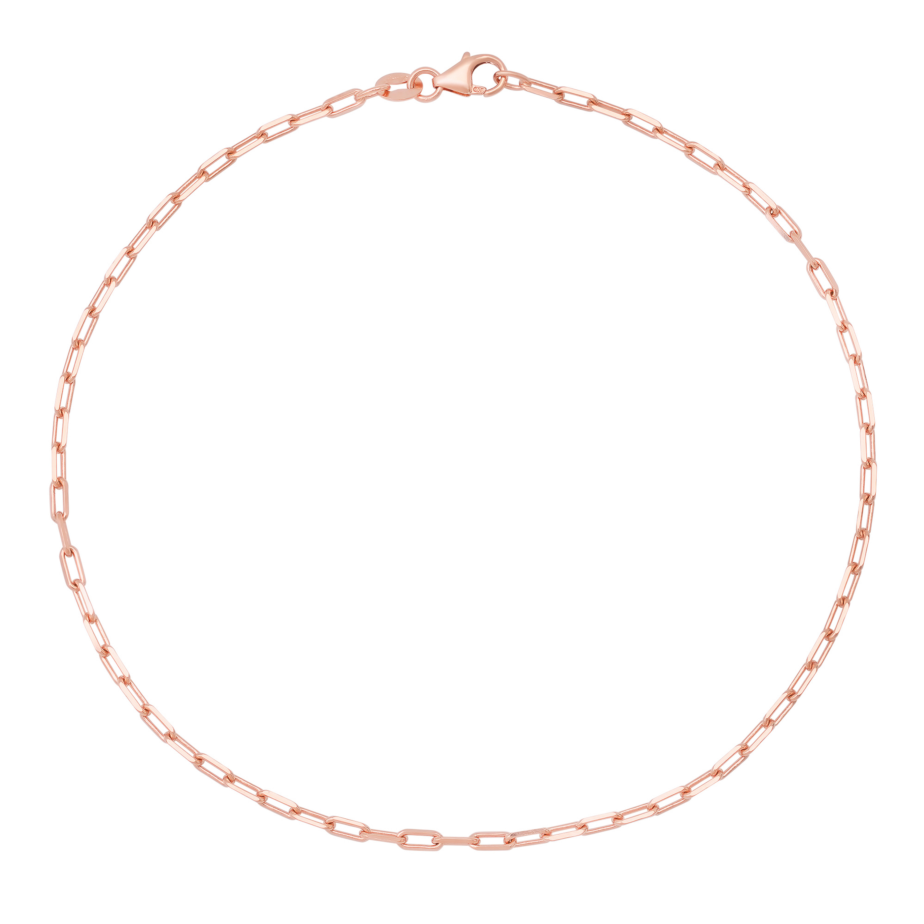 14k Rose Gold 1.7mm Paperclip Anklet 9 Inches 14k Rose Gold 1.7mm Paperclip Anklet 9 Inches