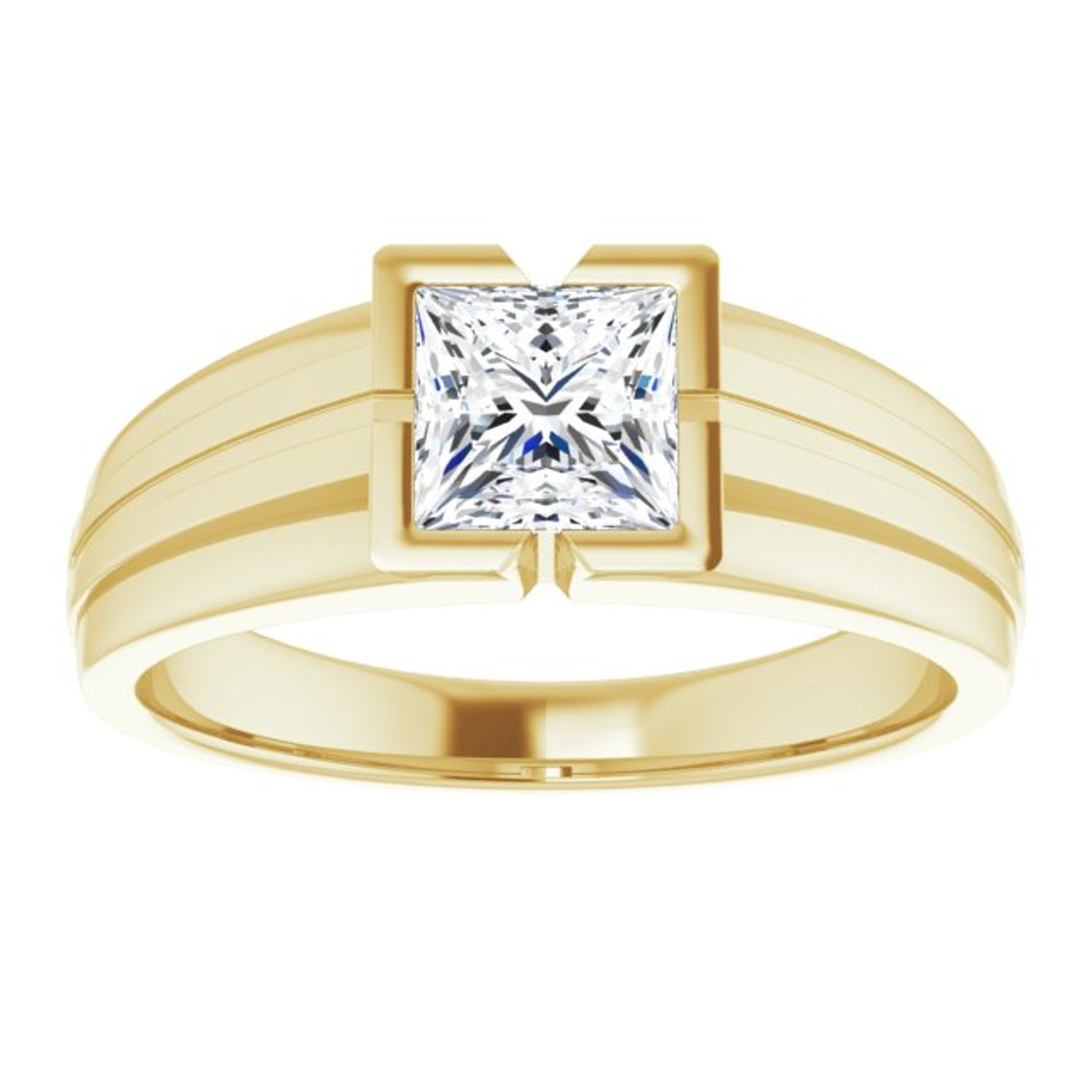 18k Yellow gold Mens Solitaire Princess cut  Diamond Ring 1.51 Ctw G I1 18k Yellow gold Mens Solitaire Princess cut  Diamond Ring 1.51 Ctw G I1