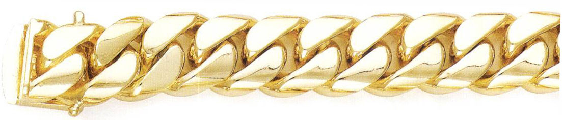 18k Yellow Gold Hand Made Bracelet 12.5 mm Wide and 9 Inches