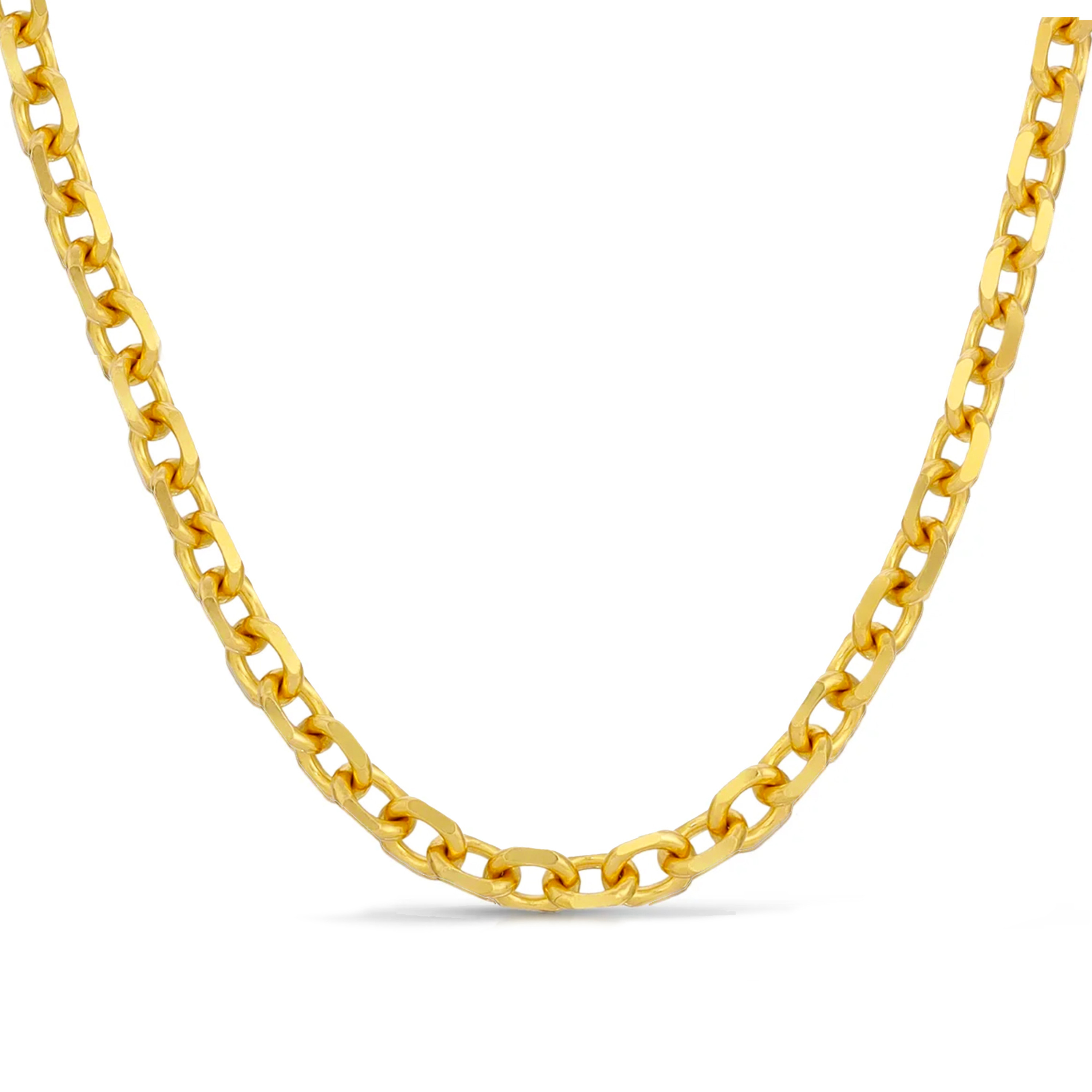 18K Yellow Gold Diamond Cut Rolo (cable) Link Chain, 5mm Wide 30 Inches 18K Yellow Gold Diamond Cut Rolo (cable) Link Chain, 5mm Wide 30 Inches