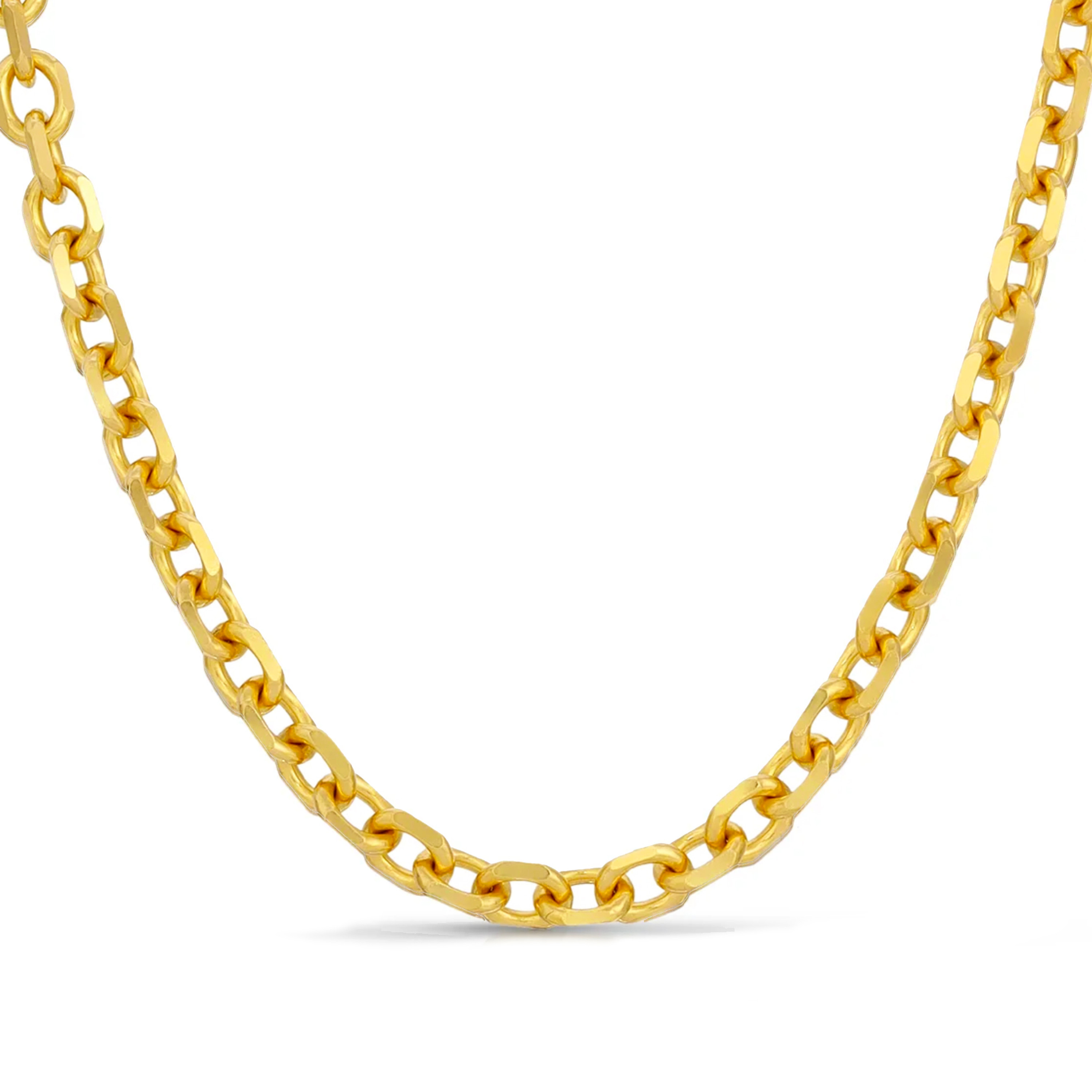 18K Yellow Gold Diamond Cut Rolo (cable) Link Chain, 5.5mm Wide 28 Inches 18K Yellow Gold Diamond Cut Rolo (cable) Link Chain, 5.5mm Wide 28 Inches
