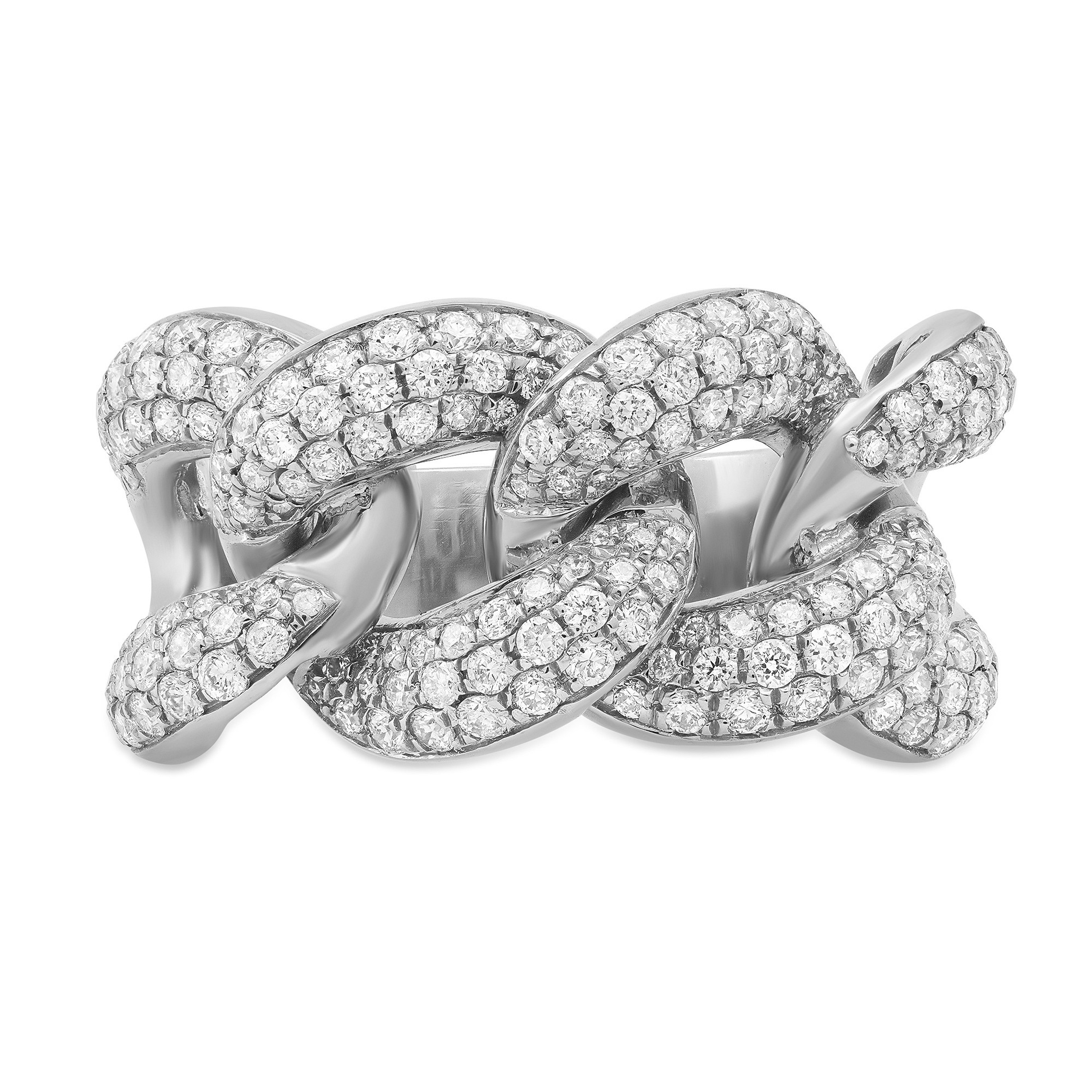 14K White Gold 1.50CT Diamond Link Ring 12mm 14K White Gold 1.50CT Diamond Link Ring 12mm