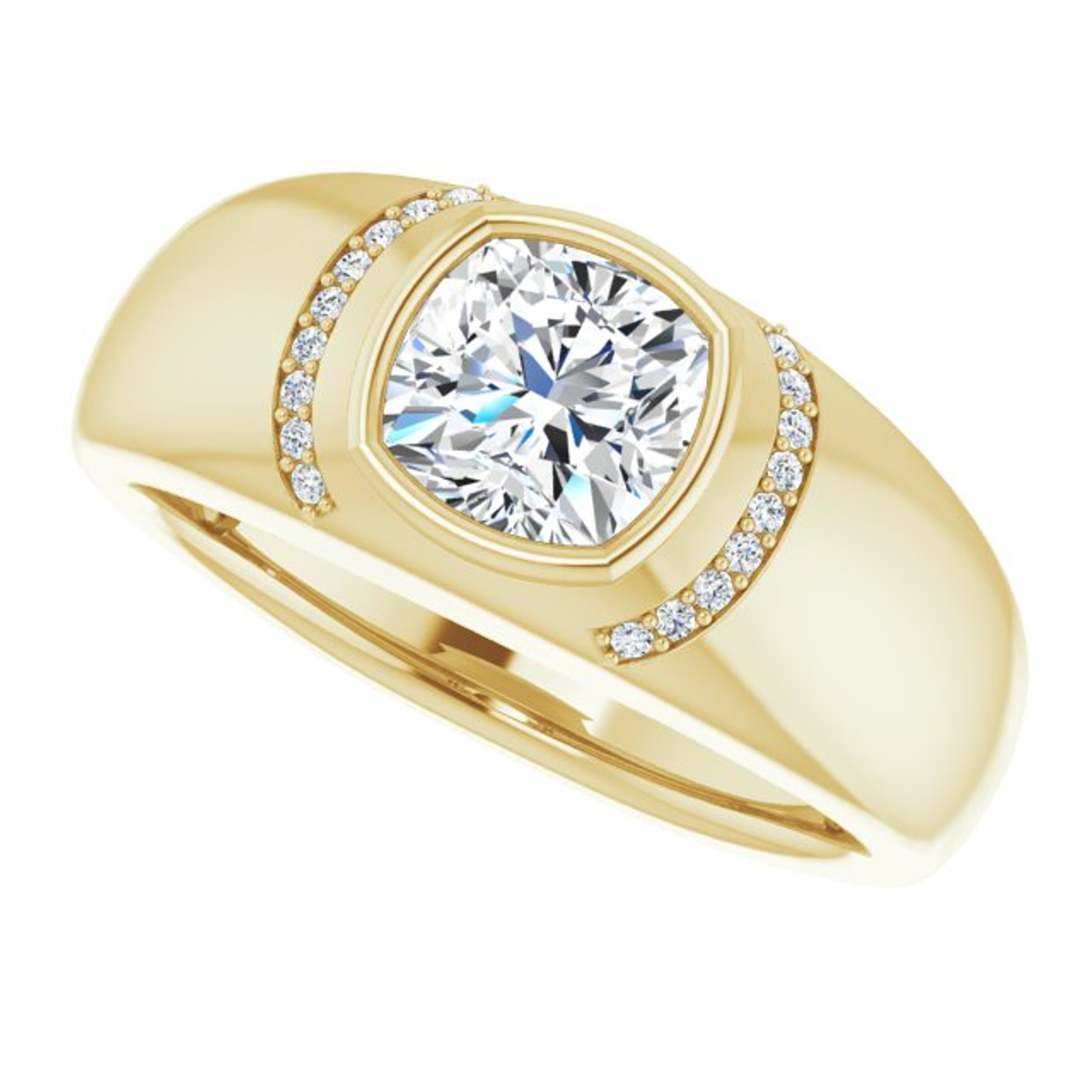 18K Yellow Gold Men's GIA Cushion Diamond Ring 2.15 ctw  9.5mm 18K Yellow Gold Men's GIA Cushion Diamond Ring 2.15 ctw  9.5mm