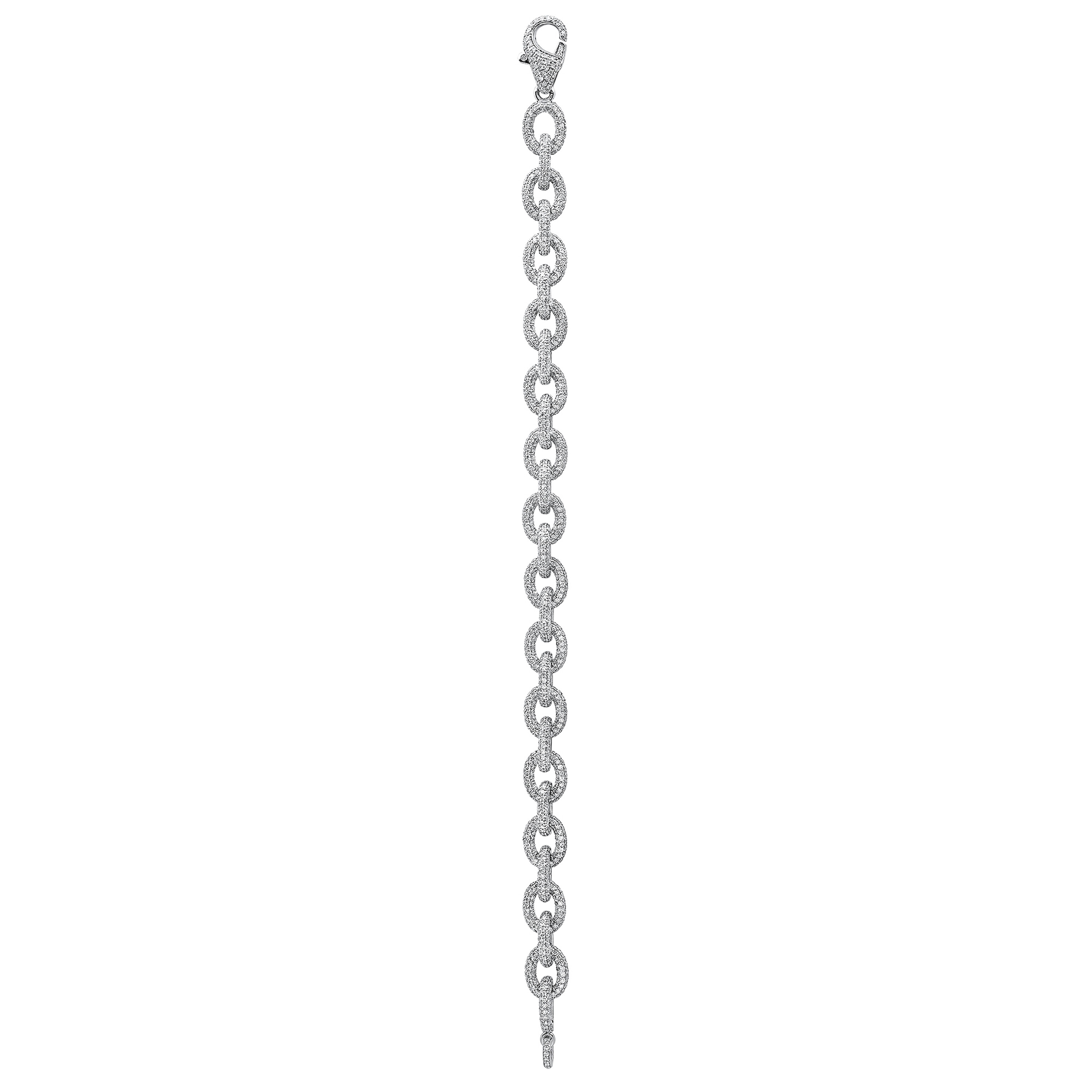 14K White Gold 6.75CT Diamond Link Bracelet 9mm 8.0 Inches 14K White Gold 6.75CT Diamond Link Bracelet 9mm 8.0 Inches