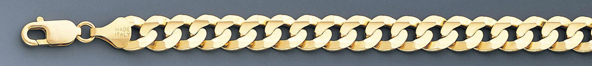 14k Gold 9.5mm Flat Curb Bracelet 10 Inches