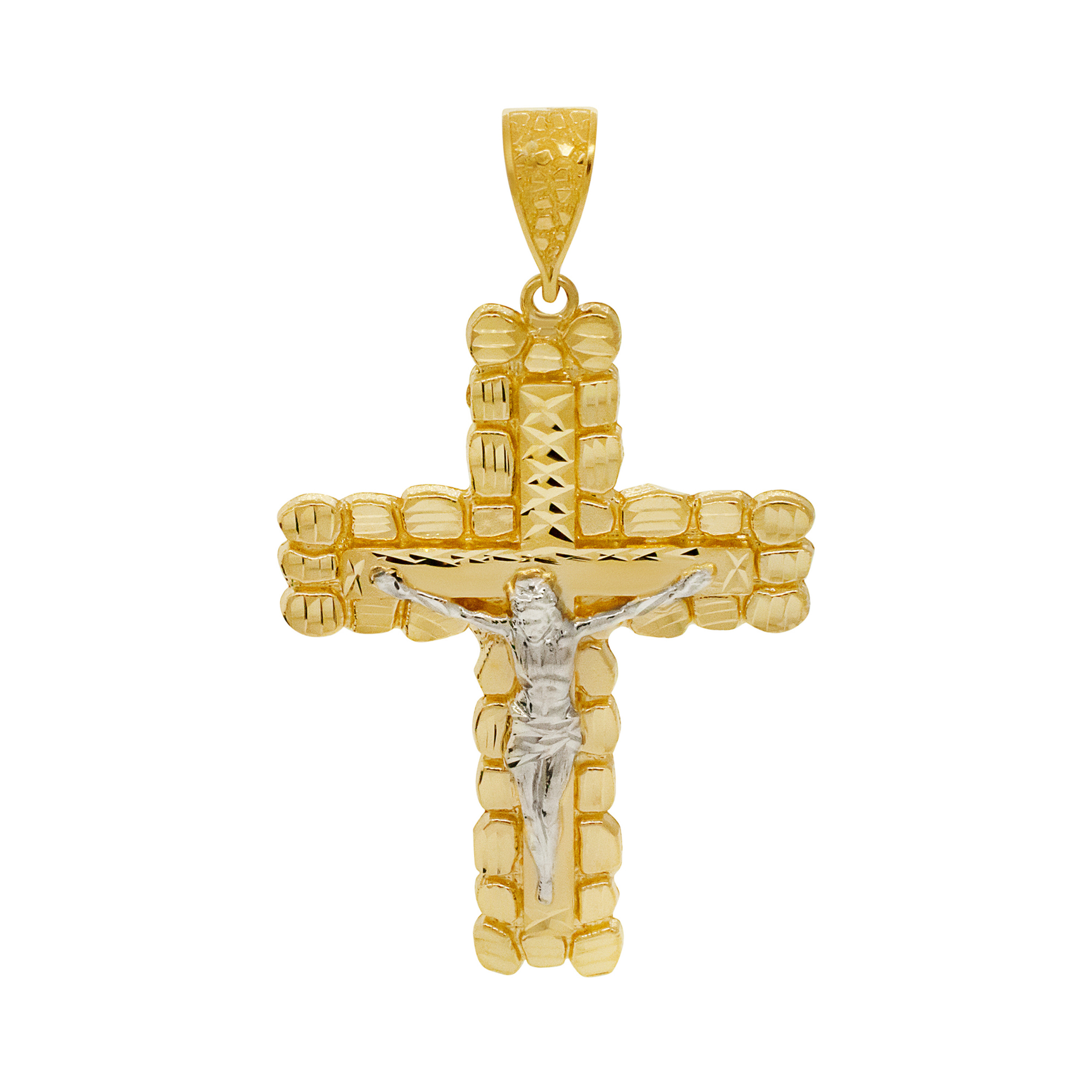 14k Yellow Gold 70mm X 45mm Nugget Crucifix Charm Pendant 14k Yellow Gold 70mm X 45mm Nugget Crucifix Charm Pendant