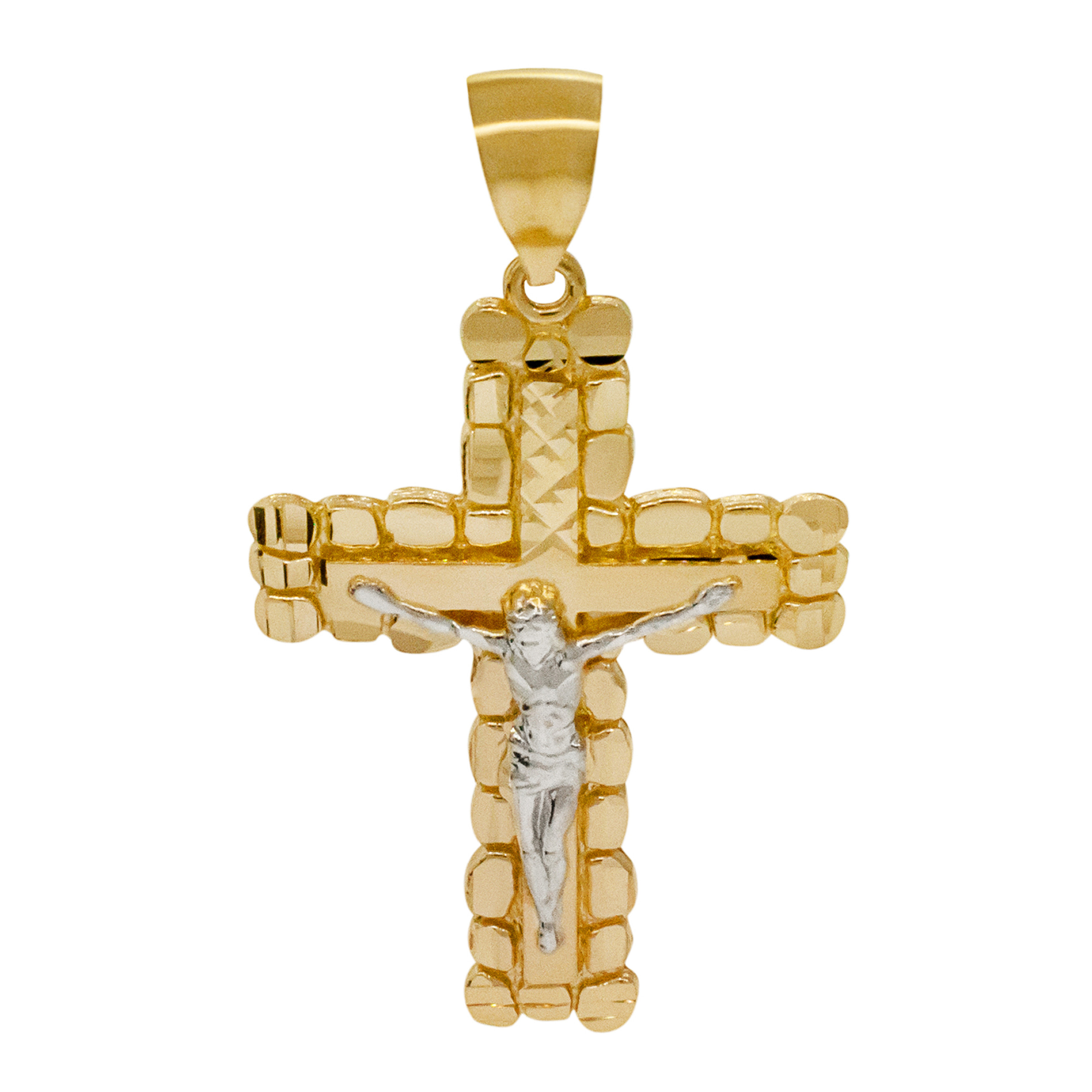 14k Yellow Gold 50mm X 28mm Nugget Crucifix Charm Pendant 14k Yellow Gold 50mm X 28mm Nugget Crucifix Charm Pendant
