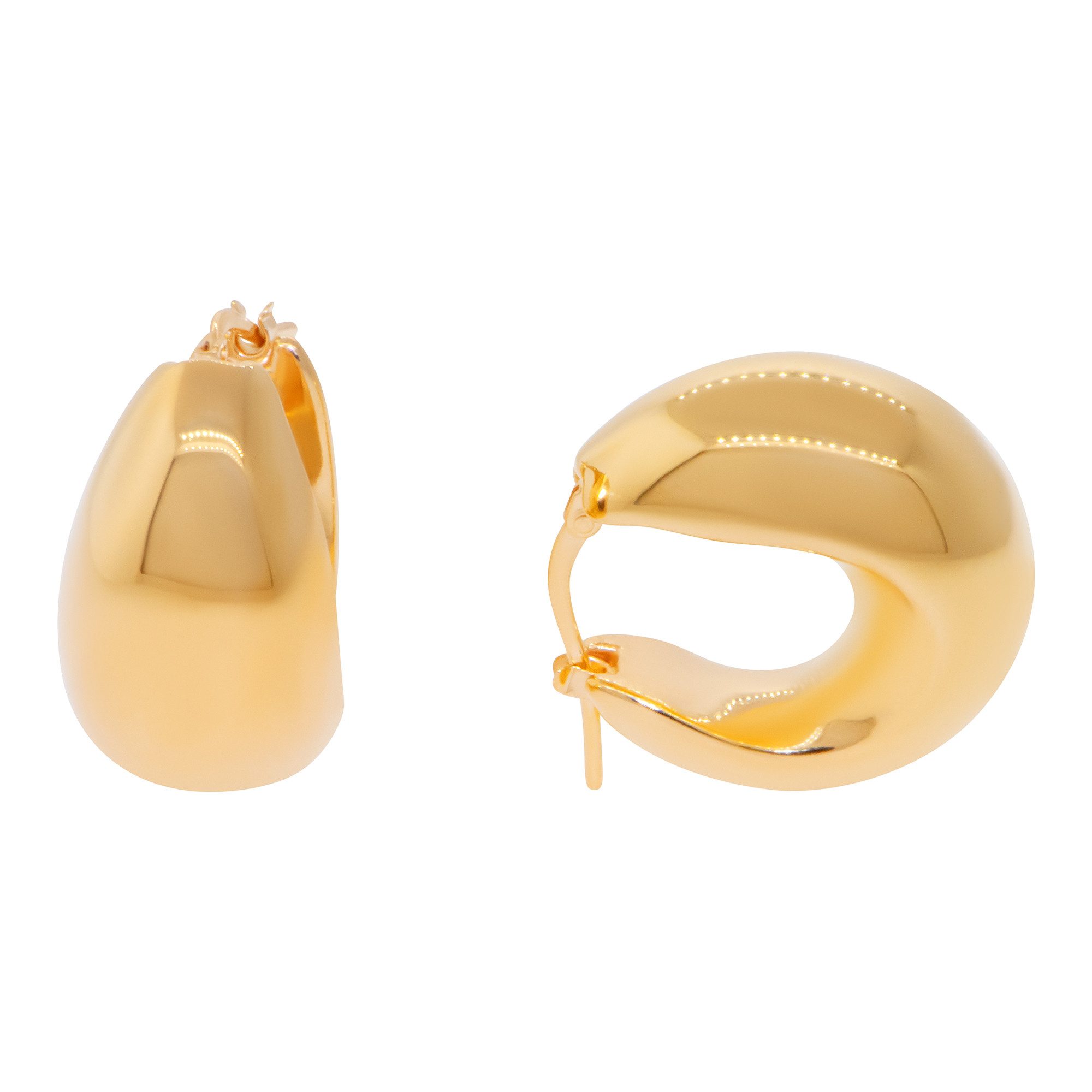 14K Yellow Gold Drop-Shaped Teardrop Hoop Earrings 13mm wide by 22mm Polished Finish
