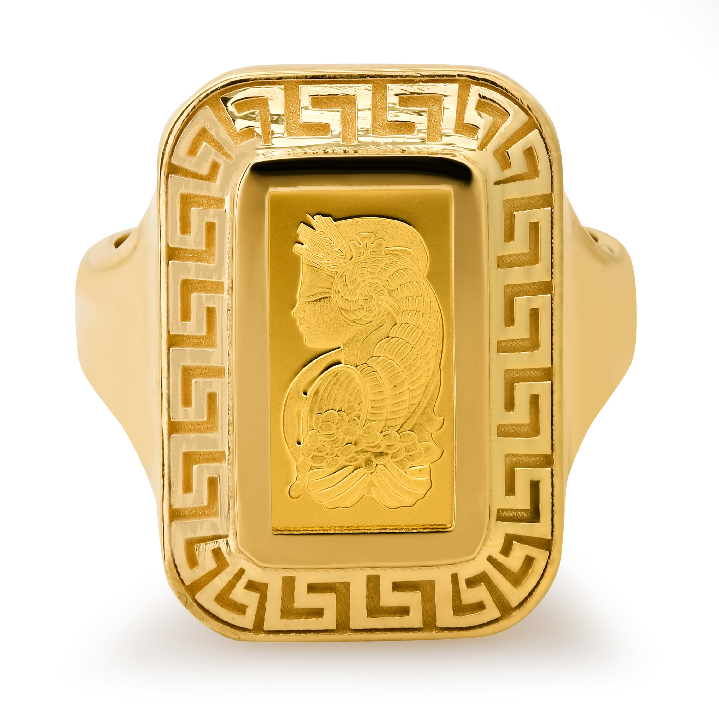 14k Yellow Gold 1 Gram Pamp Fortuna Greek Key Ring 23.0mm x 16.0mm 14k Yellow Gold 1 Gram Pamp Fortuna Greek Key Ring 23.0mm x 16.0mm