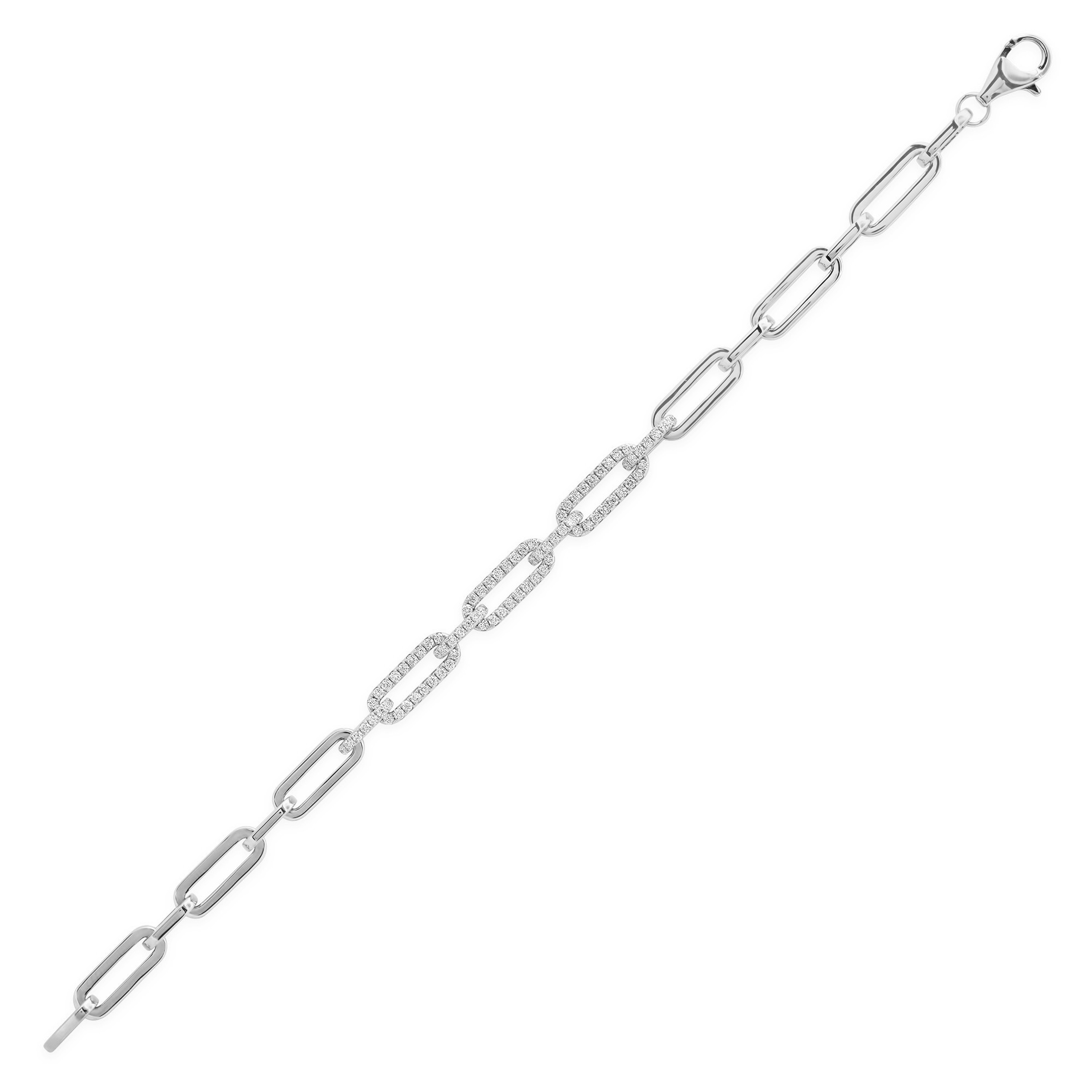 14k White Gold 1.20 Ct. Diamond Link Bracelet 6 1/2 Inches 14k White Gold 1.20 Ct. Diamond Link Bracelet 6 1/2 Inches