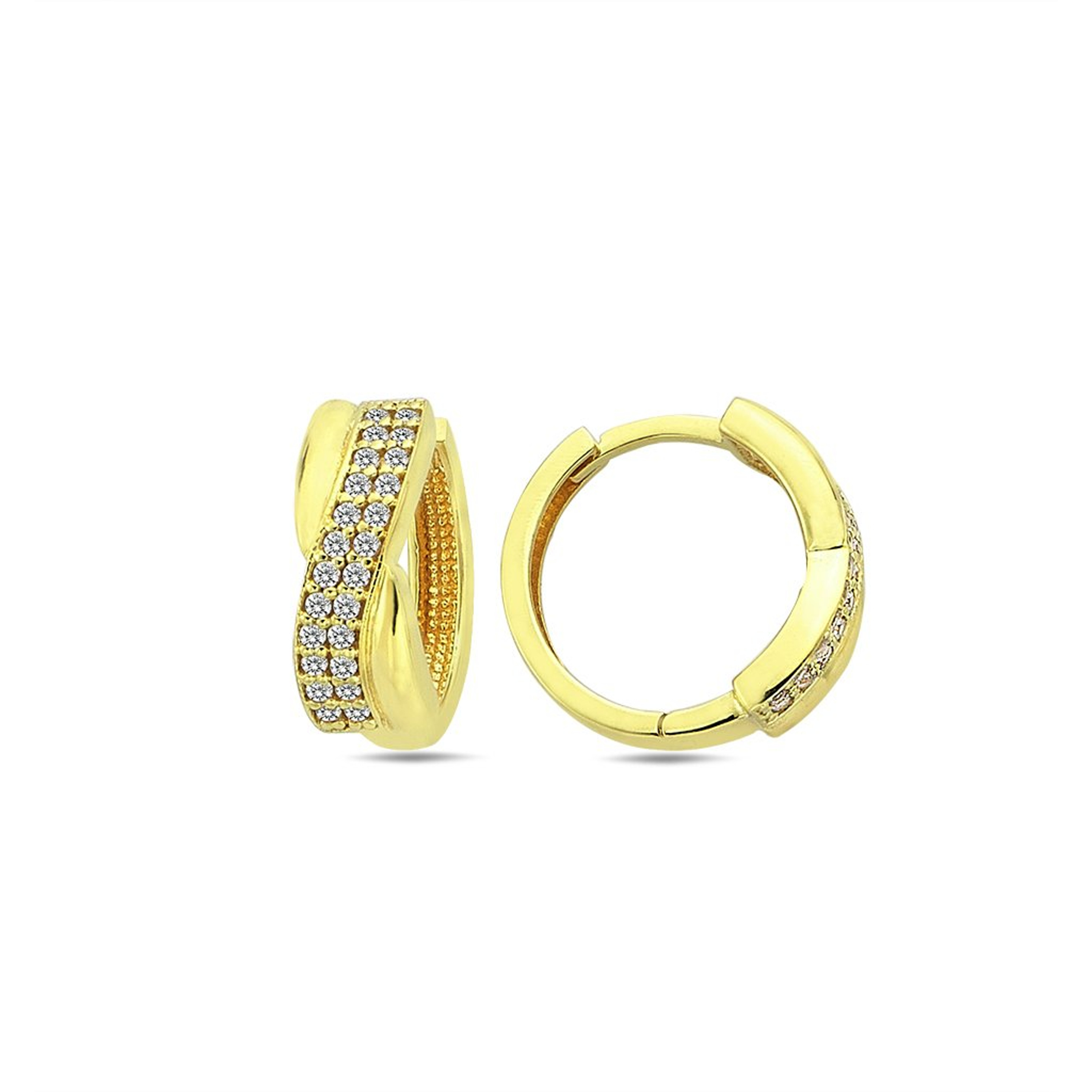 14k Yellow Gold 5mm Cubic Zirconia Huggies Earring 15mm 14k Yellow Gold 5mm Cubic Zirconia Huggies Earring 15mm