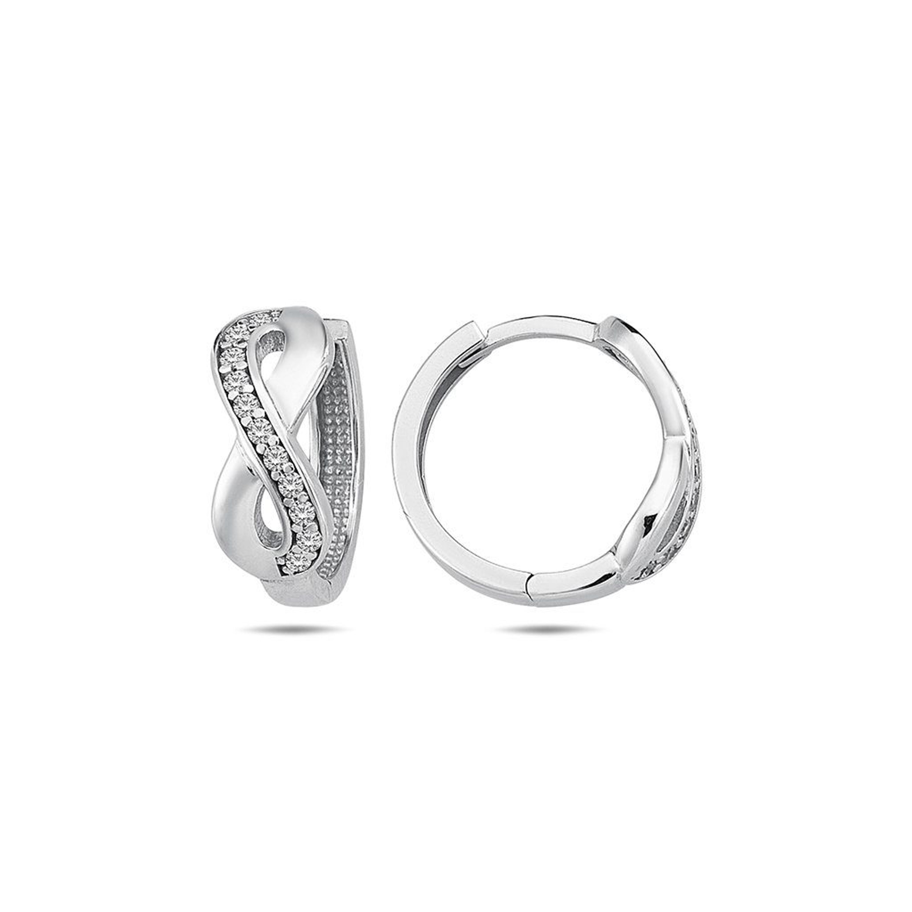 14k White Gold 5.5mm Infinity Huggies Earring 15mm 14k White Gold 5.5mm Infinity Huggies Earring 15mm
