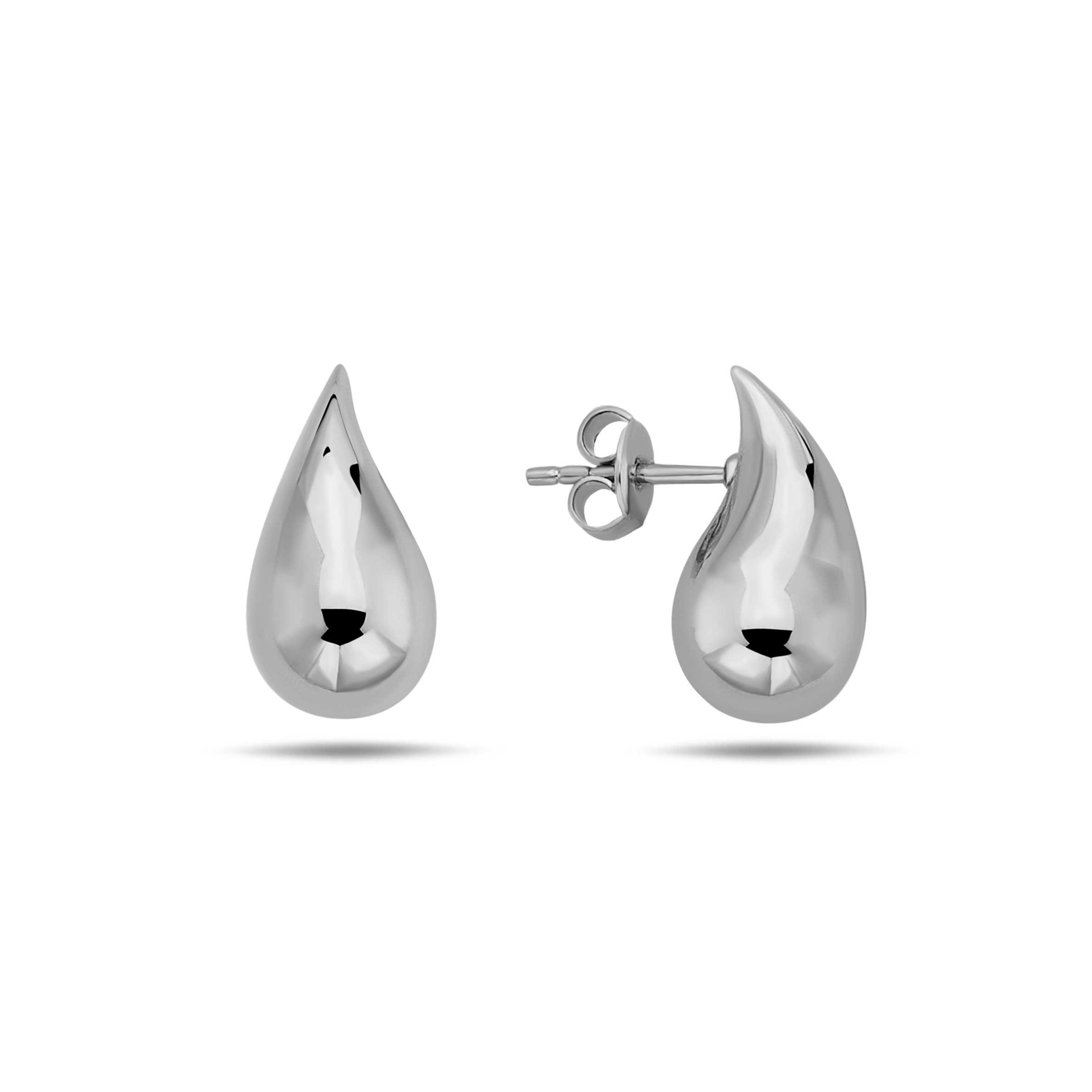 14k White Gold Drop-Shaped Teardrop Button Earrings 16mm 14k White Gold Drop-Shaped Teardrop Button Earrings 16mm