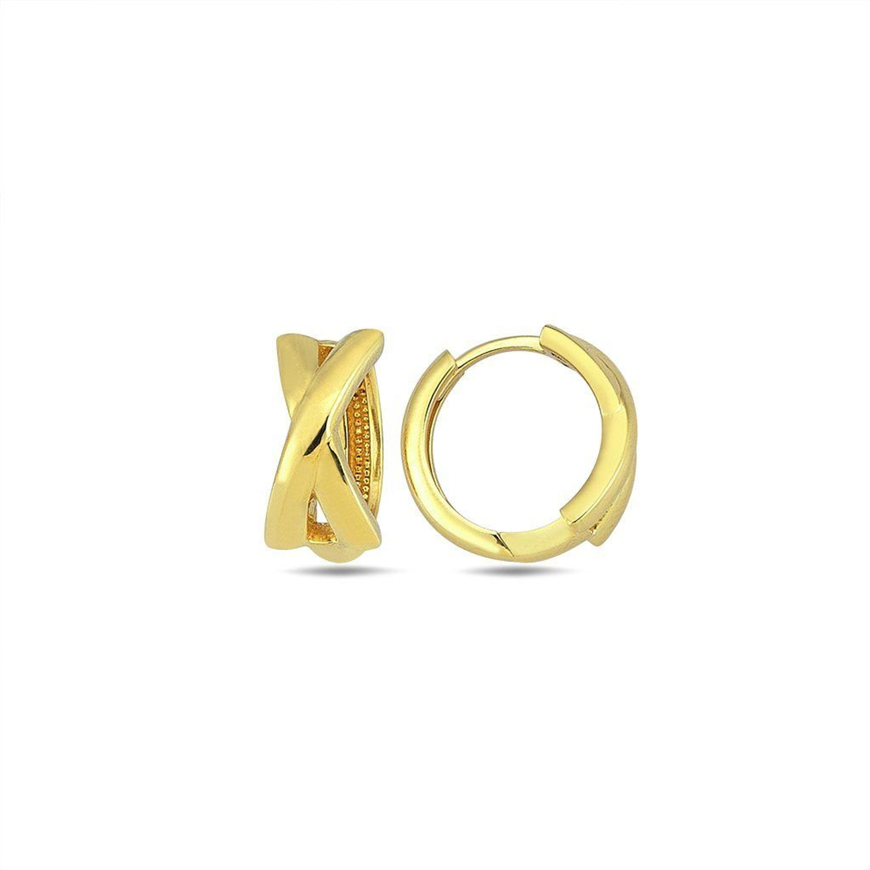 14k Yellow Gold 4.5mm X Shape Huggies Earring 12mm 14k Yellow Gold 4.5mm X Shape Huggies Earring 12mm