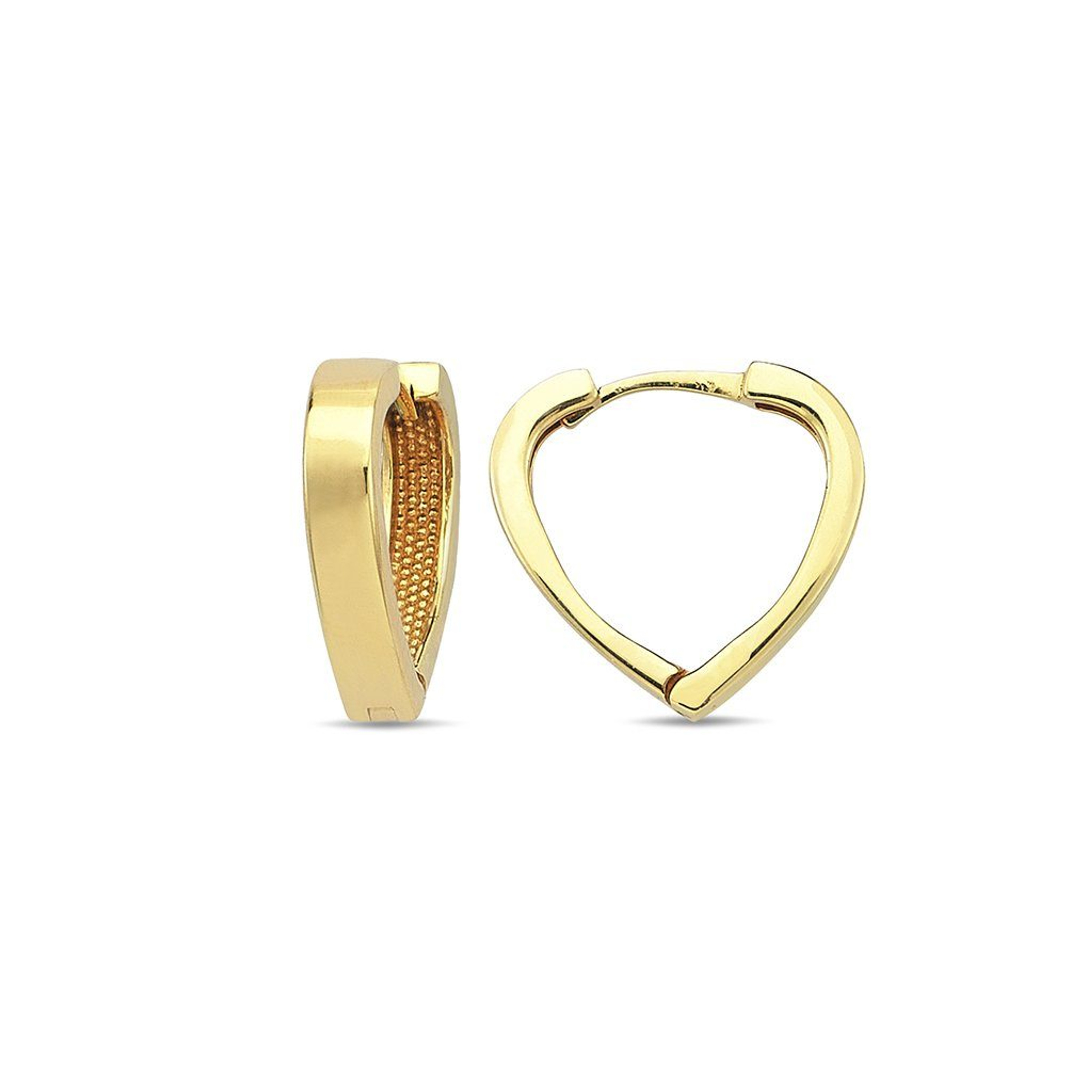 14k Yellow Gold 2.5mm Heart Huggies Earring 13mm 14k Yellow Gold 2.5mm Heart Huggies Earring 13mm