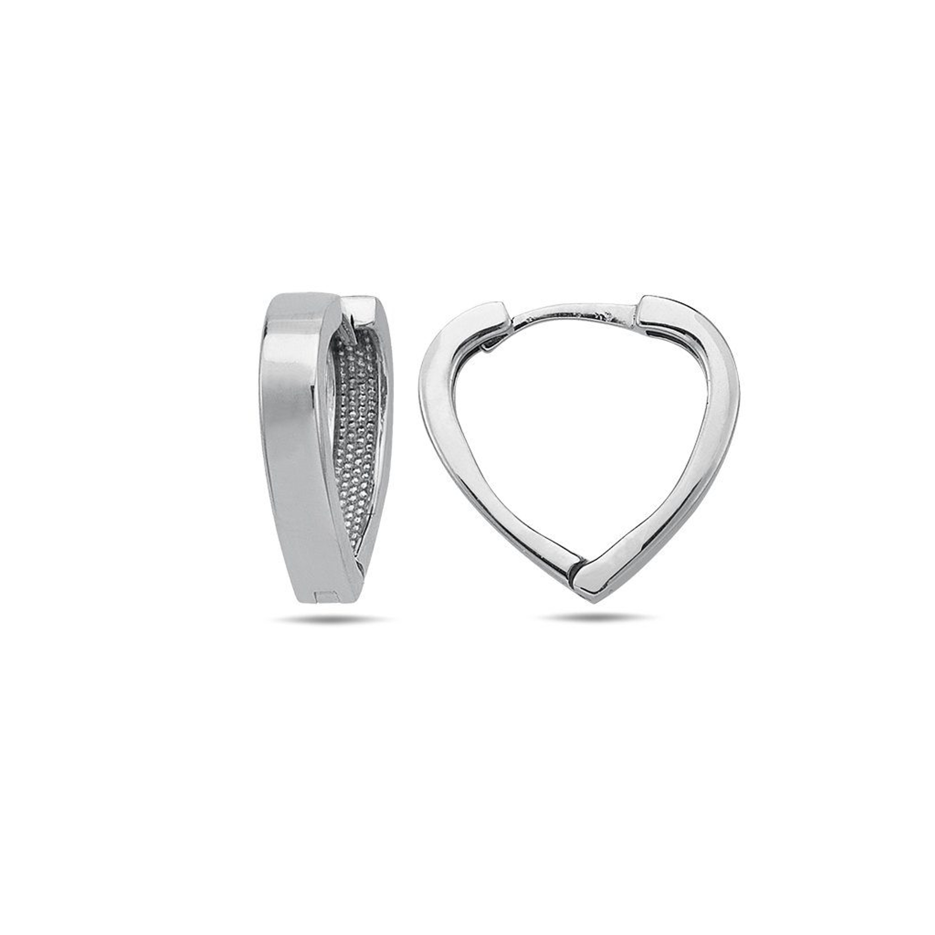 14k White Gold 2.5mm Heart Huggies Earring 13mm 14k White Gold 2.5mm Heart Huggies Earring 13mm