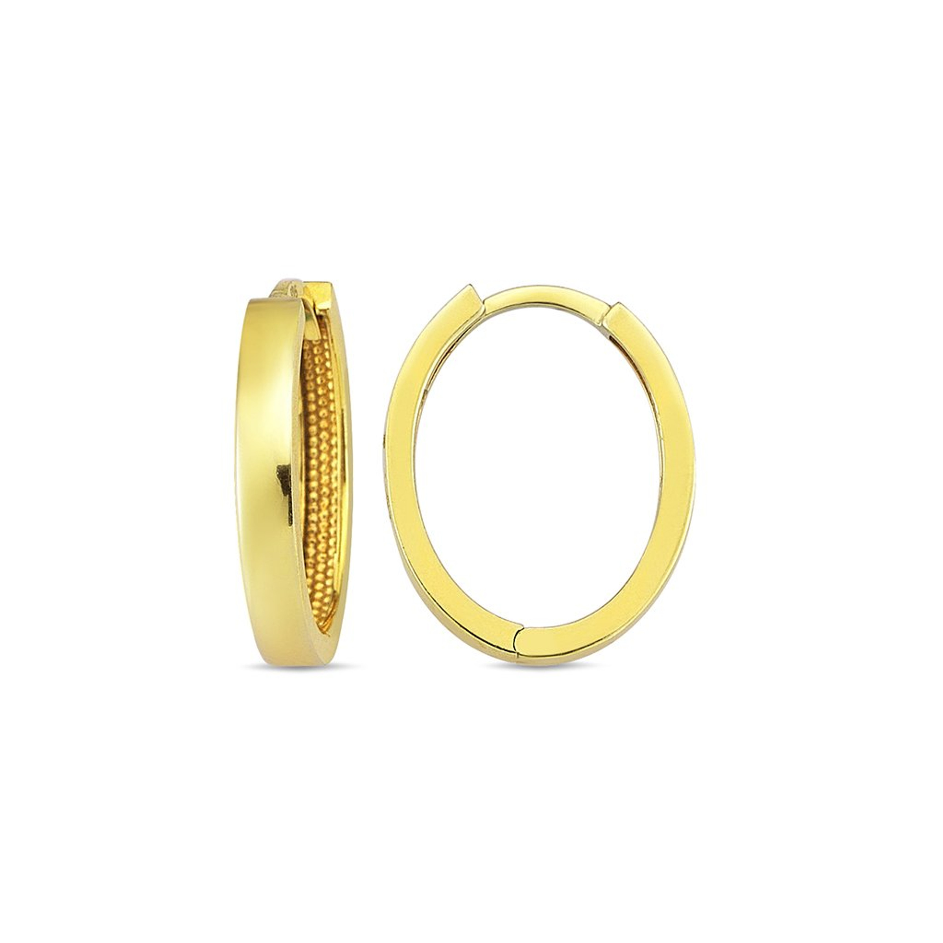 14k Yellow Gold 2mm Oval Huggies Earring 15mm 14k Yellow Gold 2mm Oval Huggies Earring 15mm
