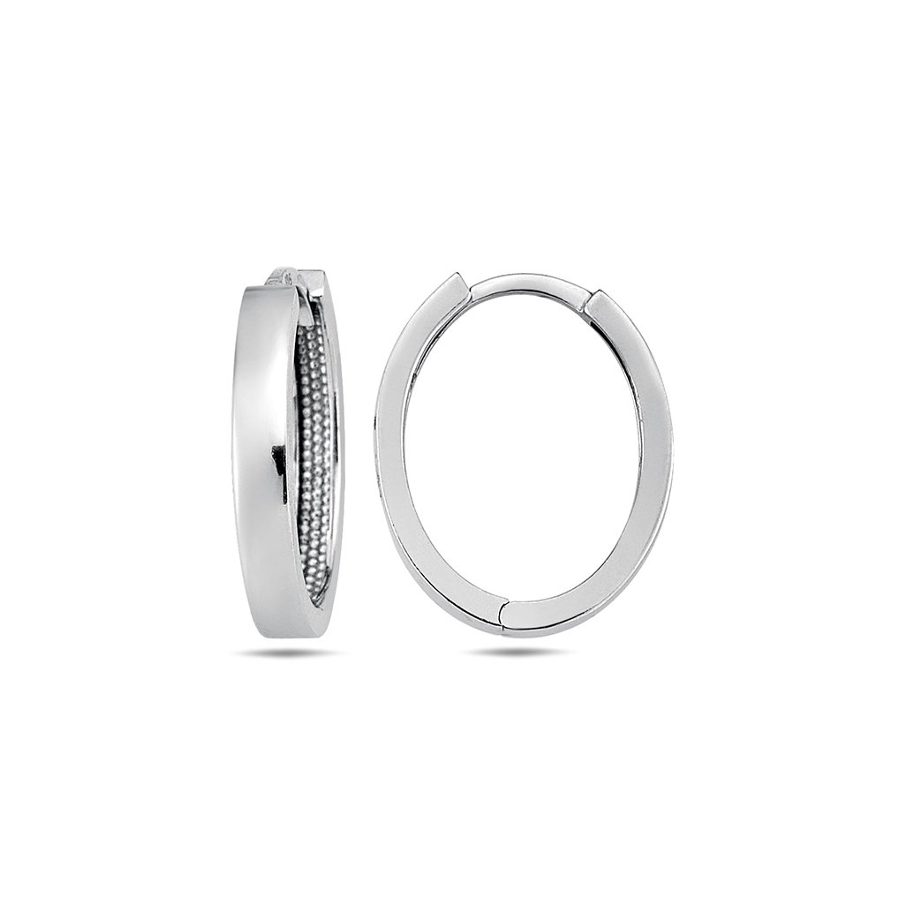 14k White Gold 2mm Oval Huggies Earring 15mm 14k White Gold 2mm Oval Huggies Earring 15mm