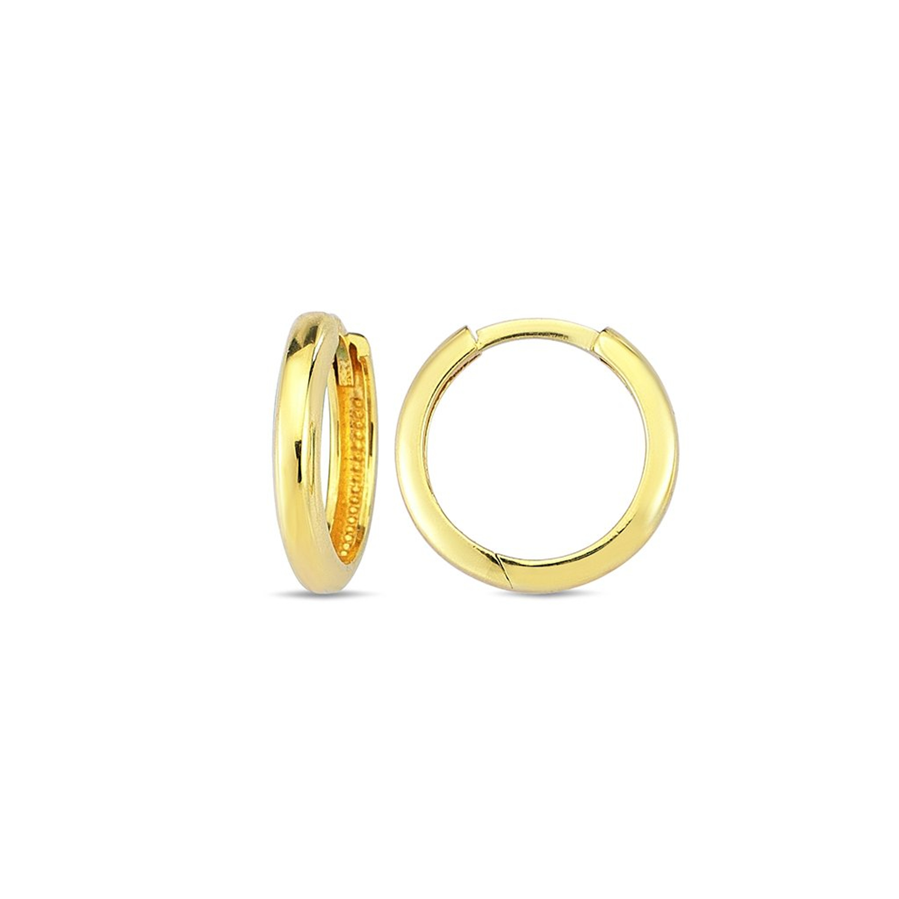 14k Yellow Gold 2mm Polish Huggies Earring 12mm 14k Yellow Gold 2mm Polish Huggies Earring 12mm
