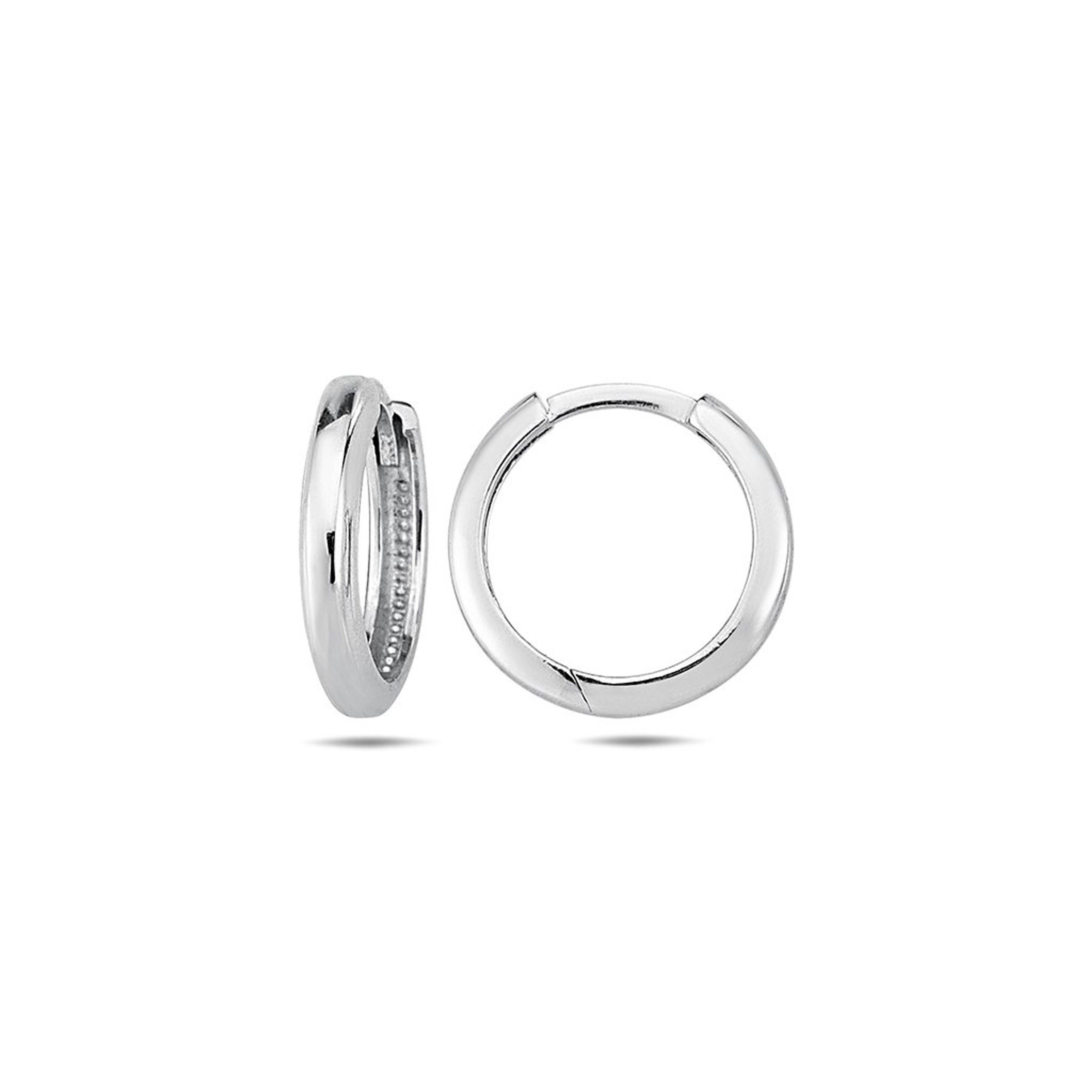 14k White Gold 2mm Polish Huggies Earring 12mm 14k White Gold 2mm Polish Huggies Earring 12mm
