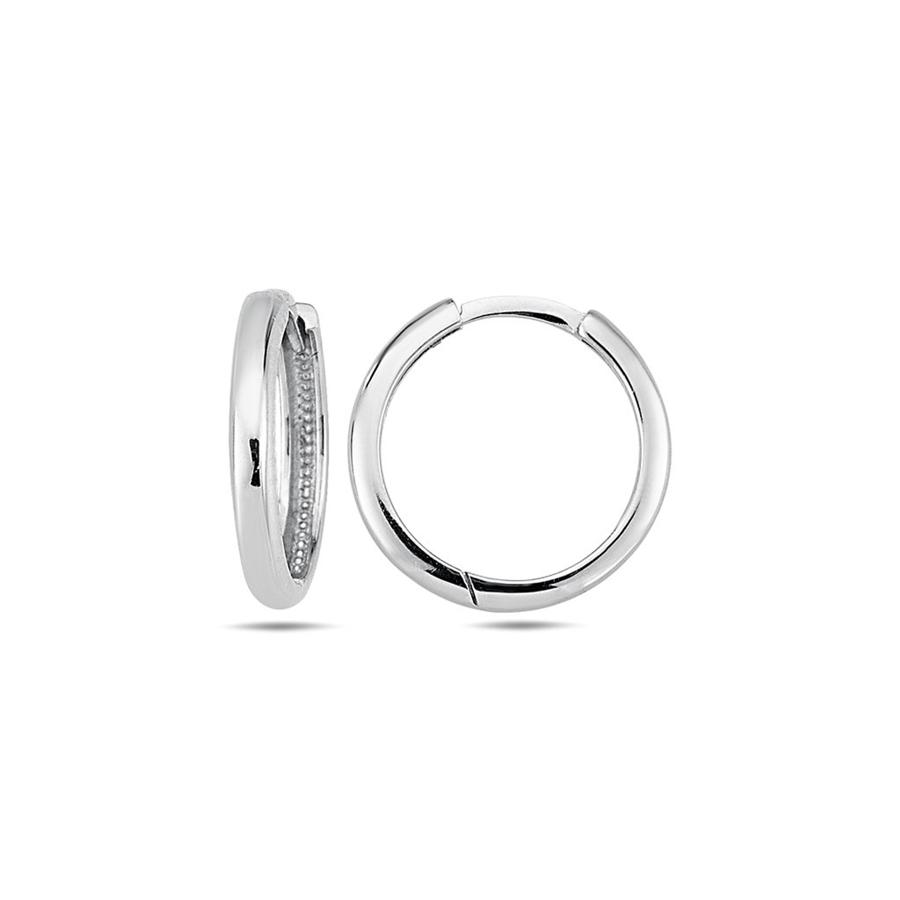 14k White Gold 2mm Polish Huggies Earring 15mm 14k White Gold 2mm Polish Huggies Earring 15mm