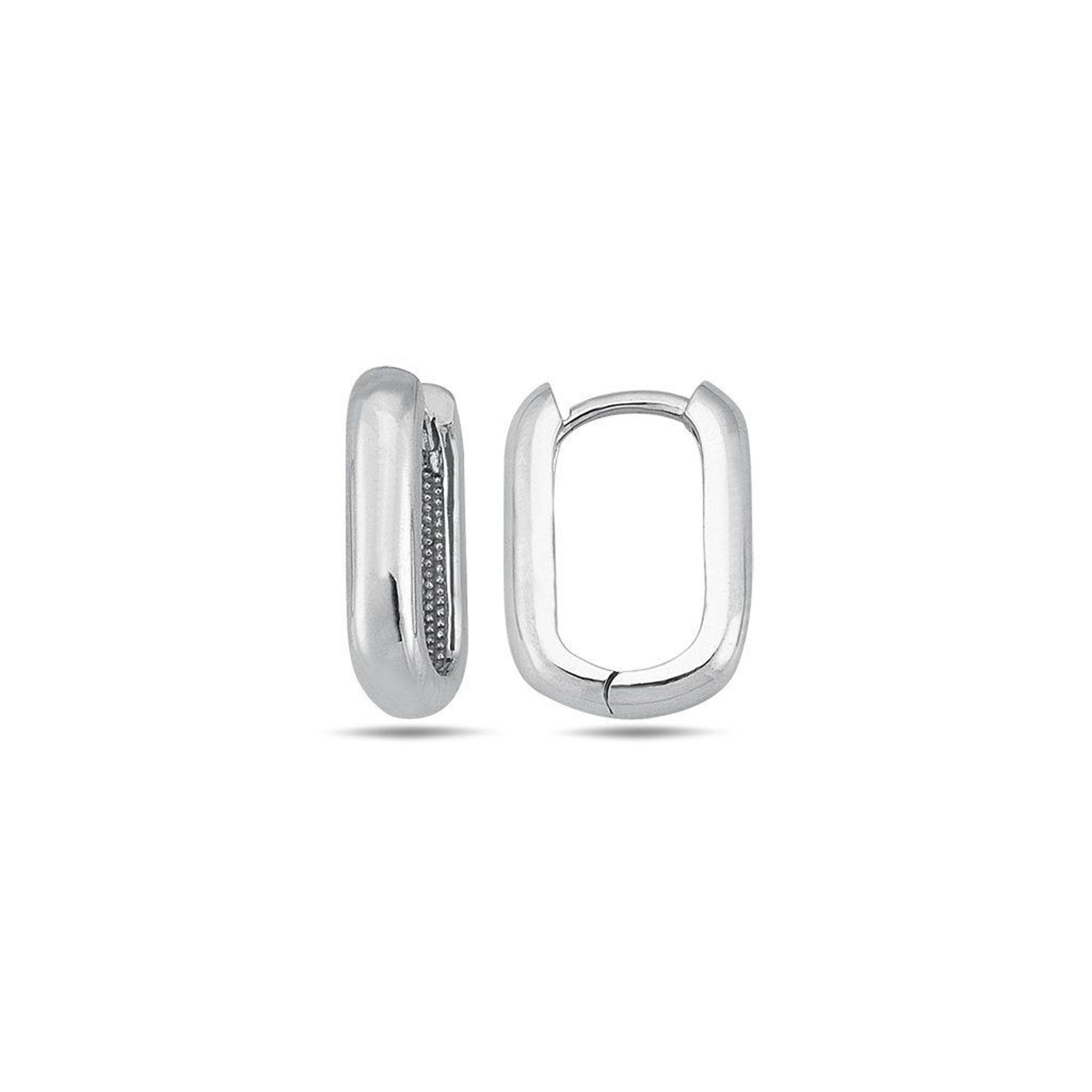 14k White Gold 3mm Square Huggies Earring 15mm 14k White Gold 3mm Square Huggies Earring 15mm