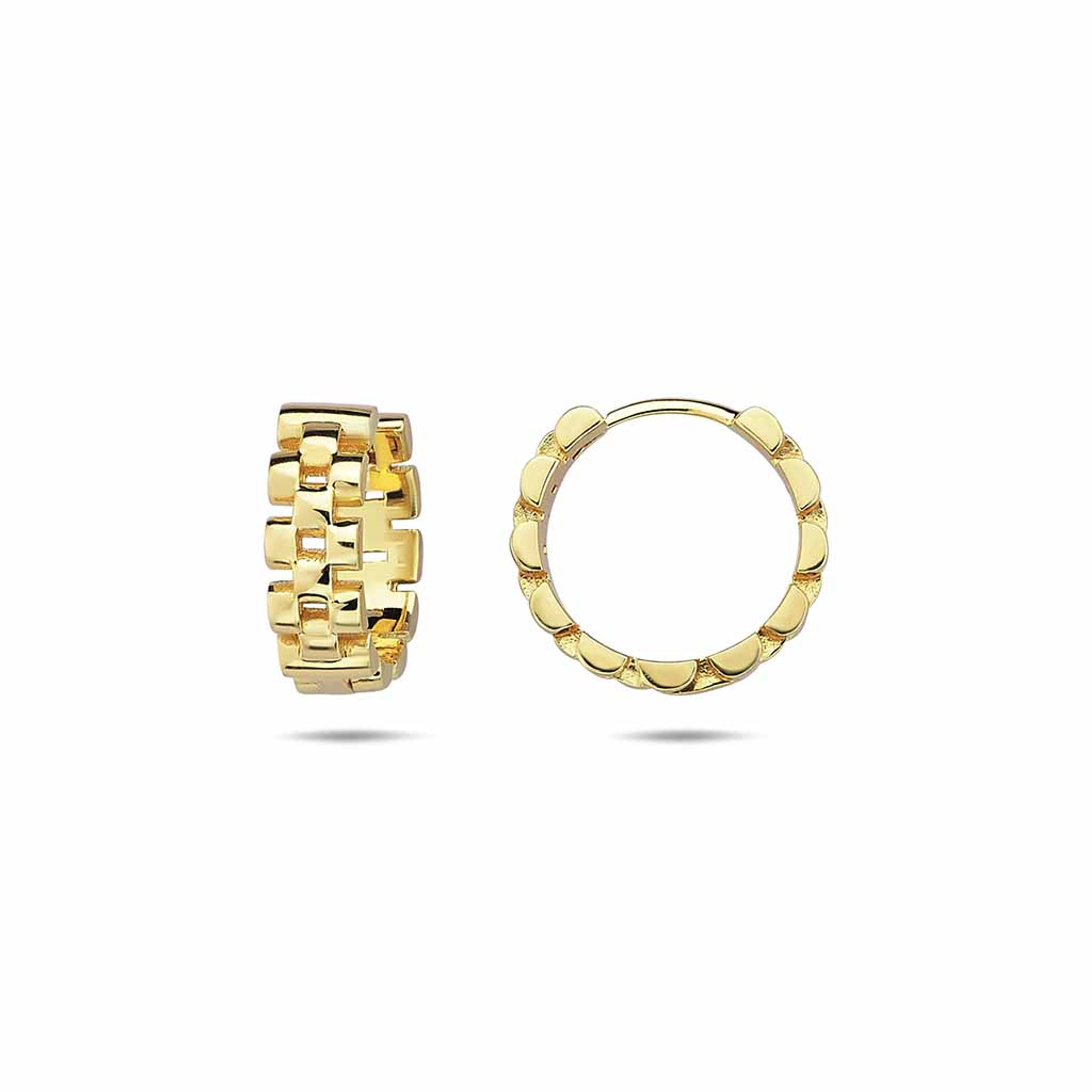 14k Yellow Gold 4mm Panther Huggies Earring 15mm 14k Yellow Gold 4mm Panther Huggies Earring 15mm