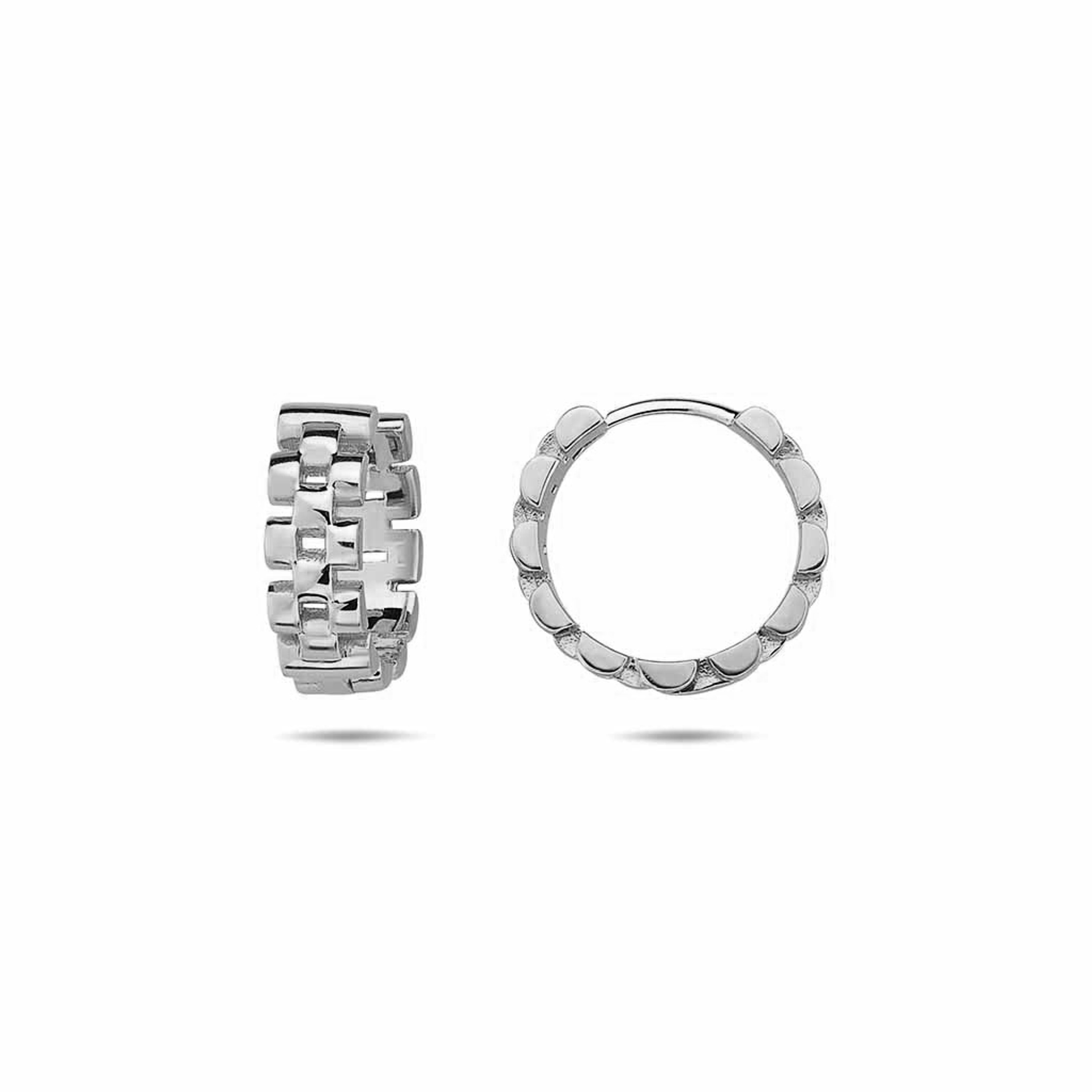 14k White Gold 4mm Panther Huggies Earring 15mm 14k White Gold 4mm Panther Huggies Earring 15mm
