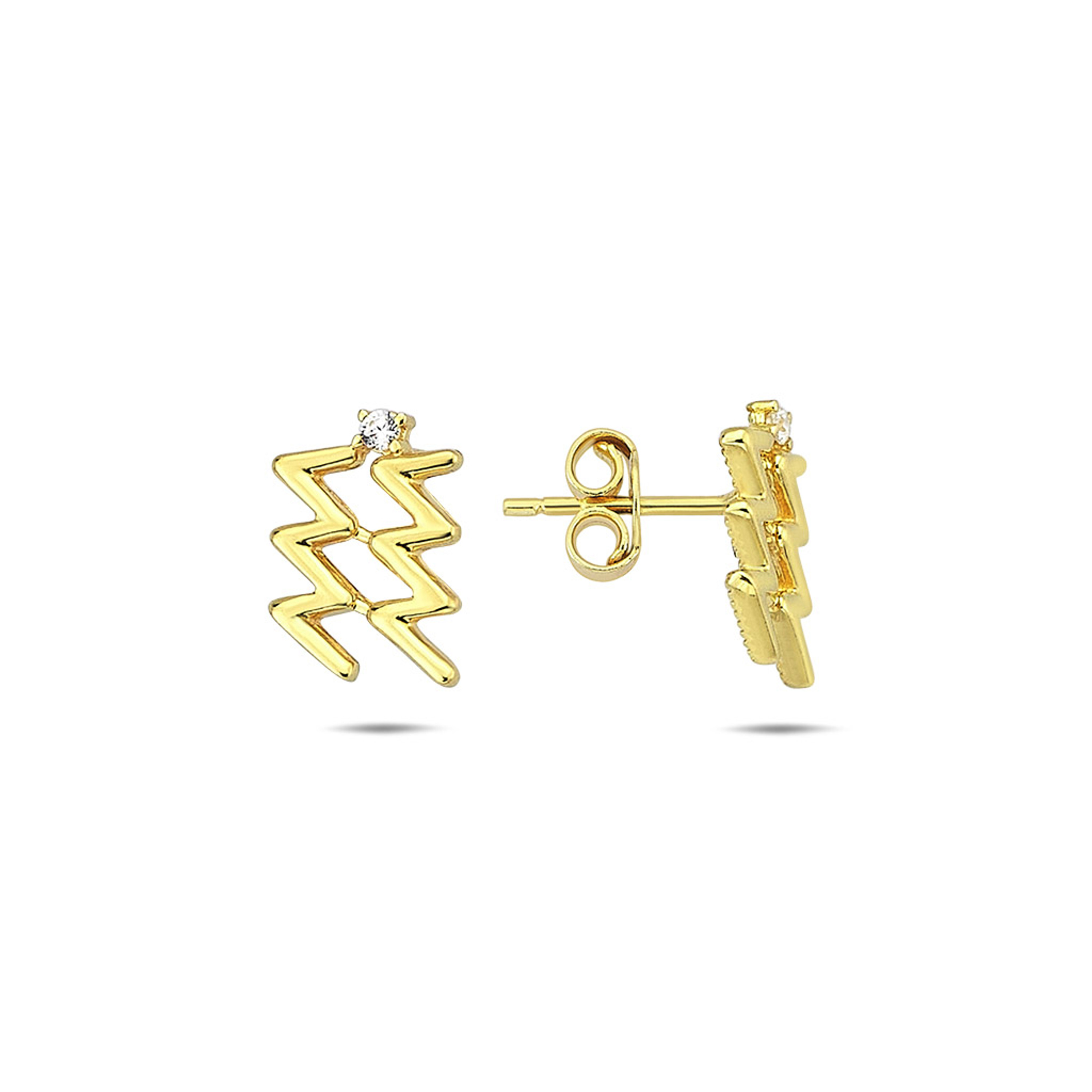 14k Yellow Gold 7mm Aquarius Zodiac Earrings 14k Yellow Gold 7mm Aquarius Zodiac Earrings