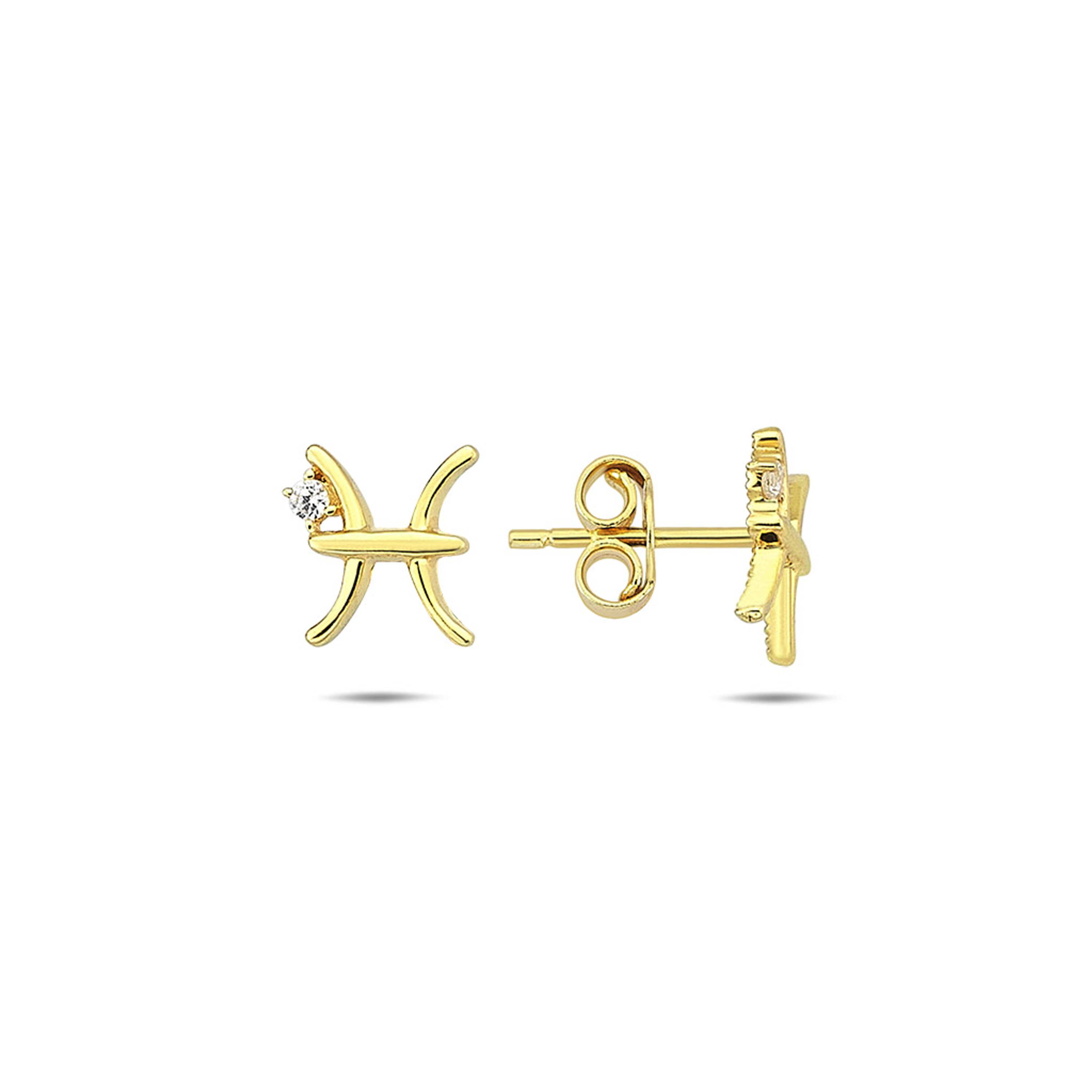 14k Yellow Gold 7mm Pisces Zodiac Earrings 14k Yellow Gold 7mm Pisces Zodiac Earrings