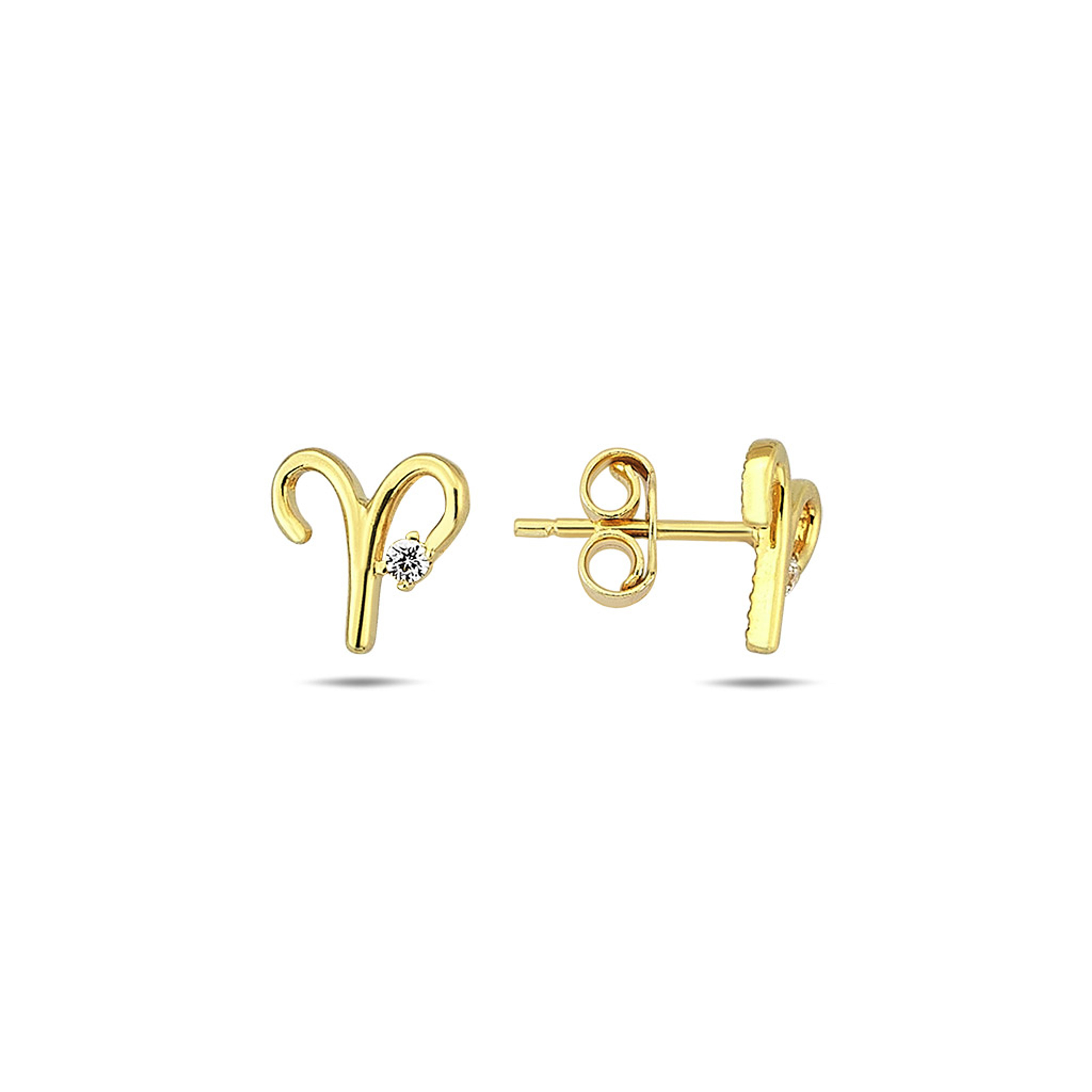 14k Yellow Gold 7mm Aries Zodiac Earrings 14k Yellow Gold 7mm Aries Zodiac Earrings