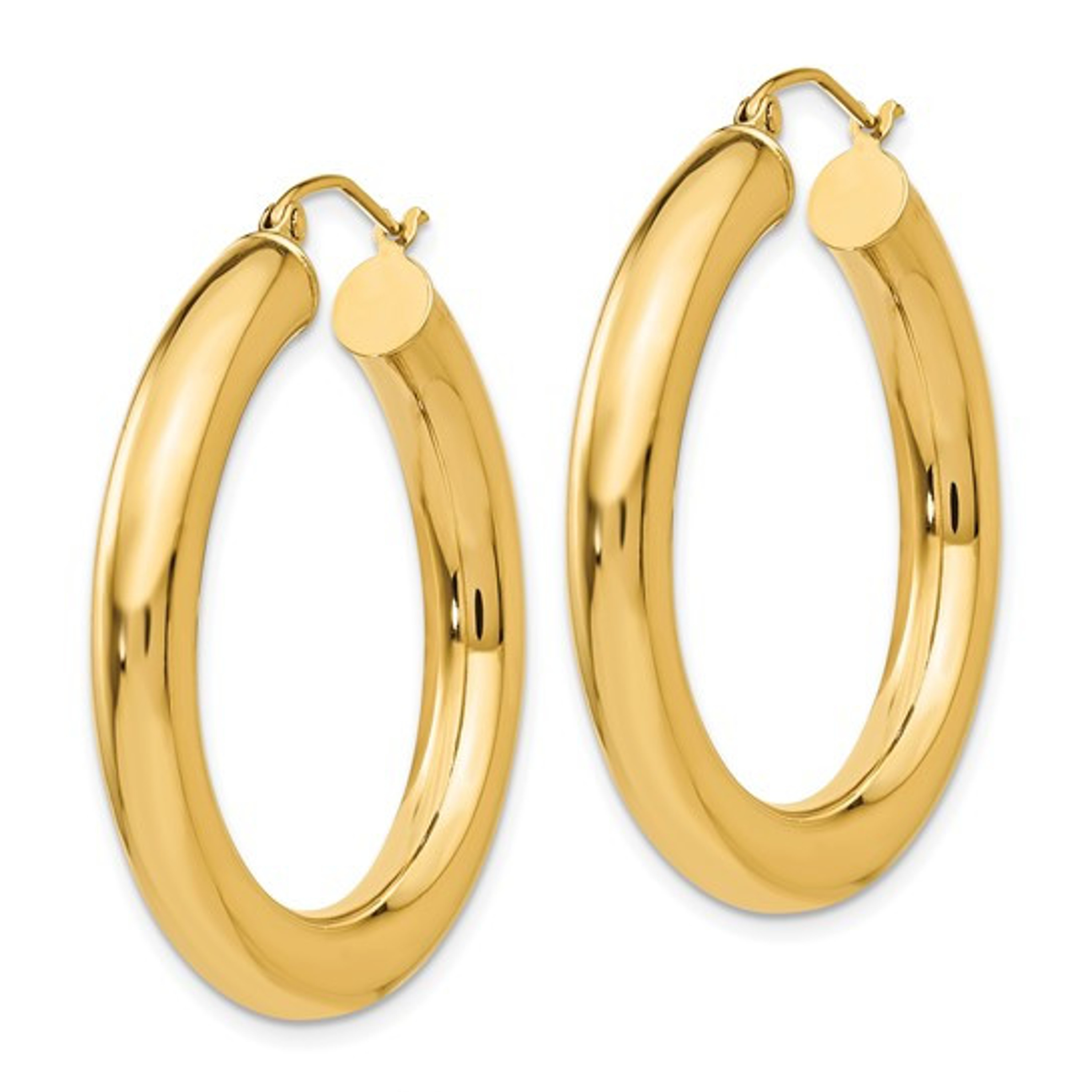 14K Yellow Gold 5 Mm By 20Mm Wide High Polished Hoop Earrings 14K Yellow Gold 5 Mm By 20Mm Wide High Polished Hoop Earrings