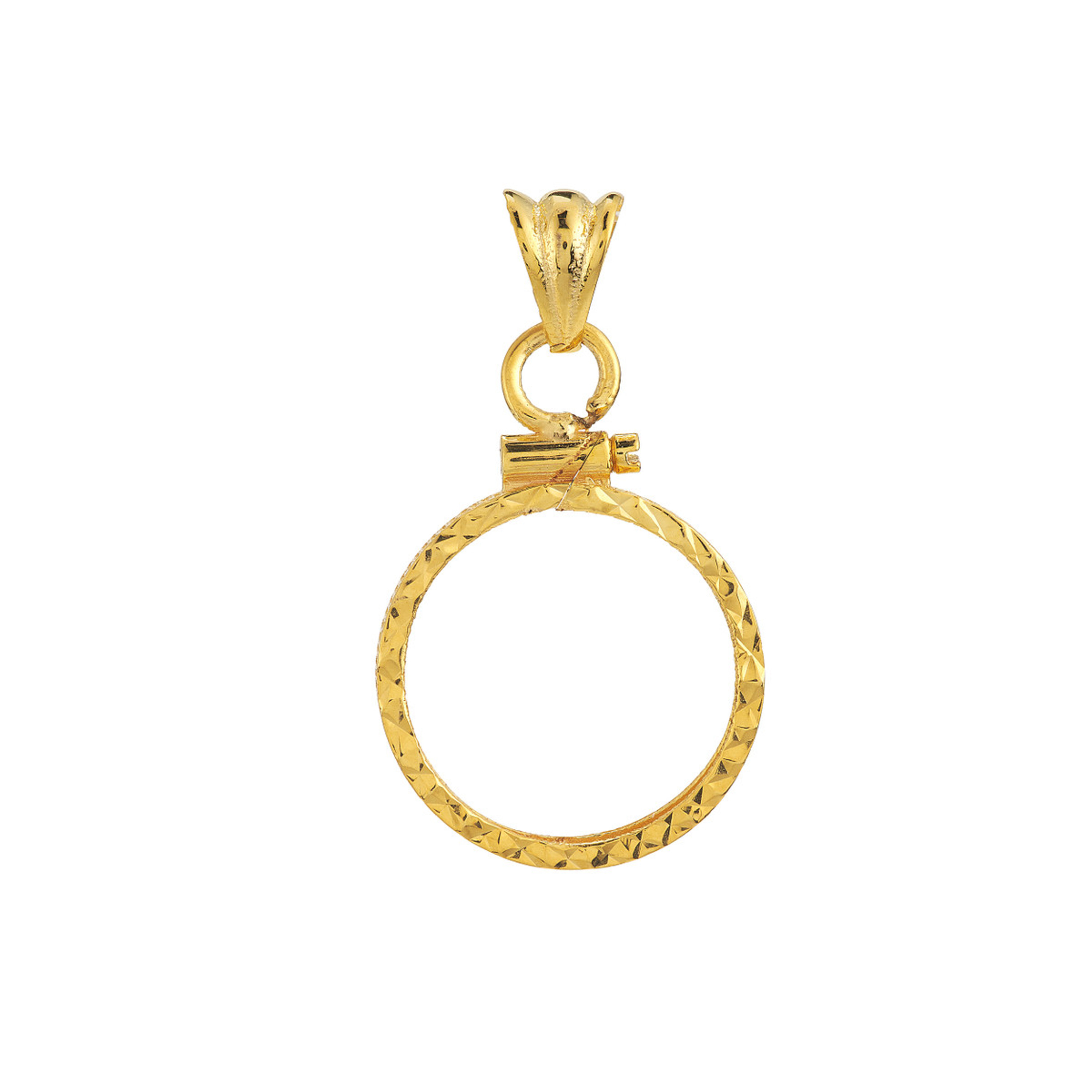 14k Gold 1/10 oz American Eagle Coin Diamond Cut Screw Top Bezel 16.5mm 14k Gold 1/10 oz American Eagle Coin Diamond Cut Screw Top Bezel 16.5mm