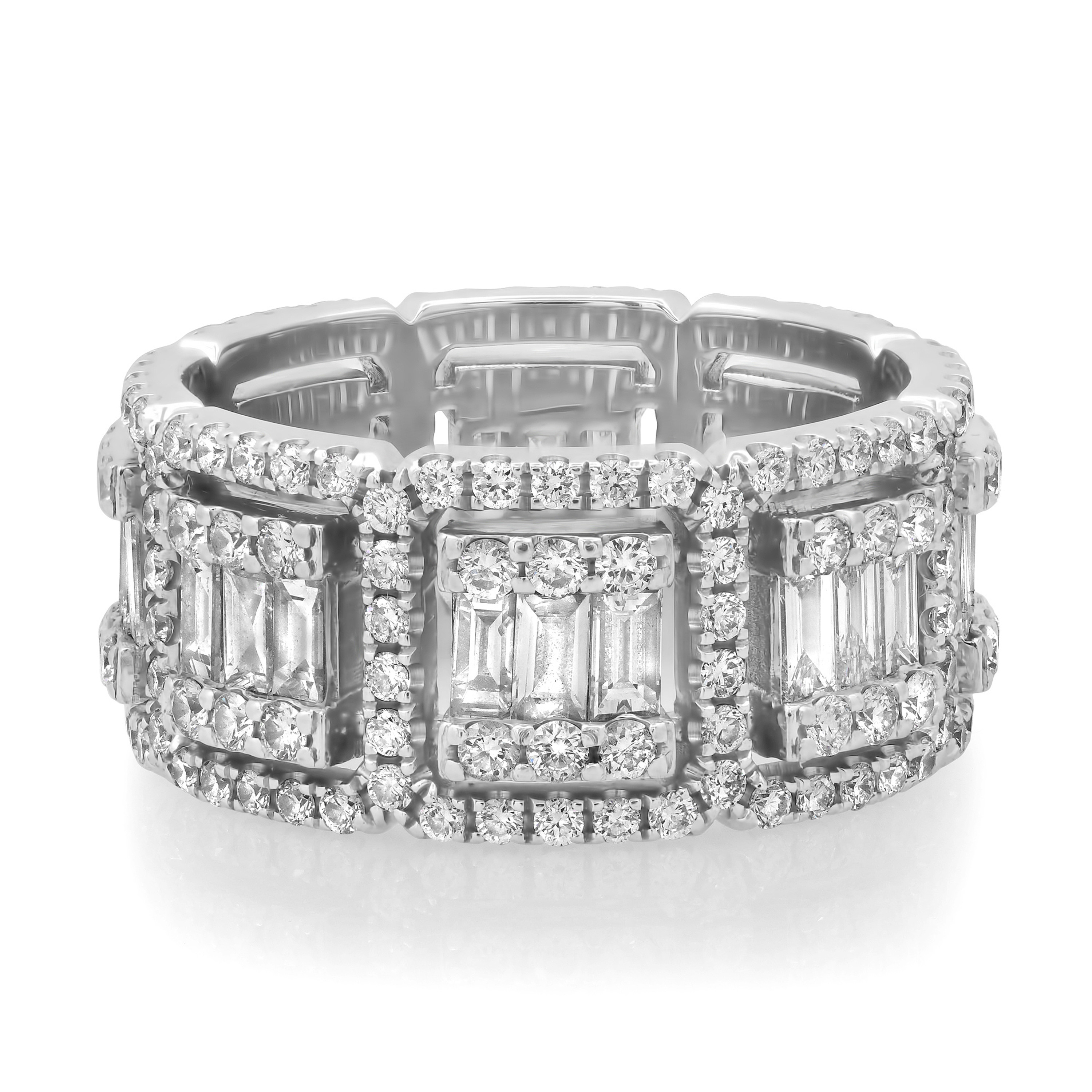 18k White Gold 3.01ct Diamond Eternity Band 9.8mm Size 8 Only Available 18k White Gold 3.01ct Diamond Eternity Band 9.8mm Size 8 Only Available