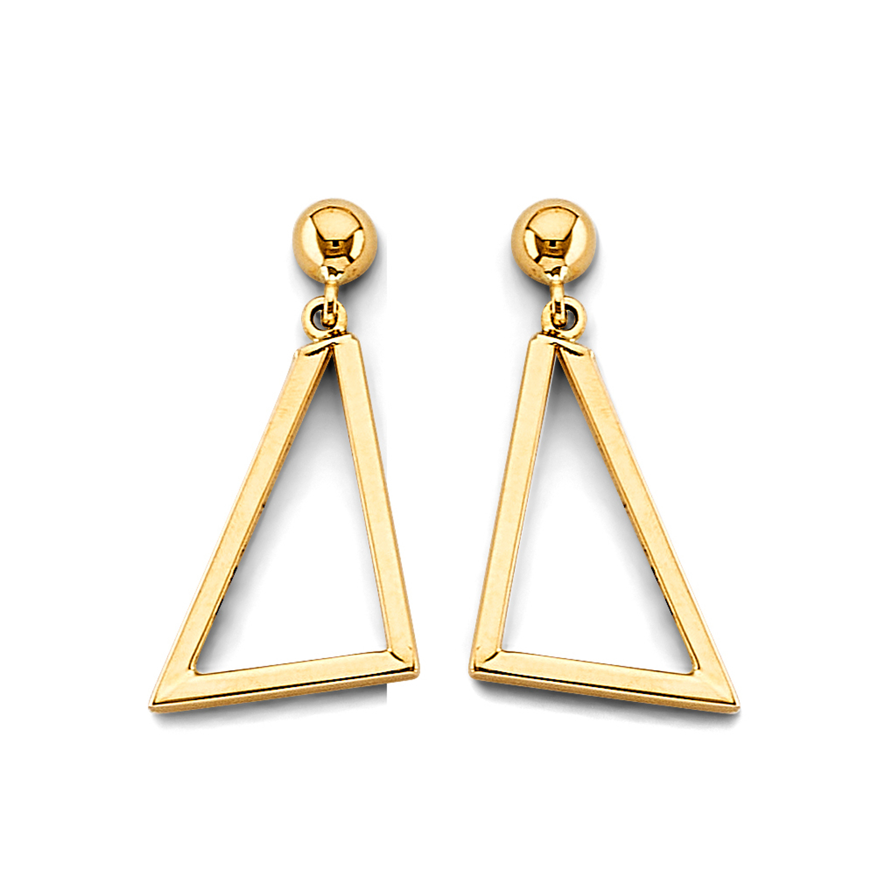 14k Yellow Gold Dangling Triangle Earrings 14k Yellow Gold Dangling Triangle Earrings