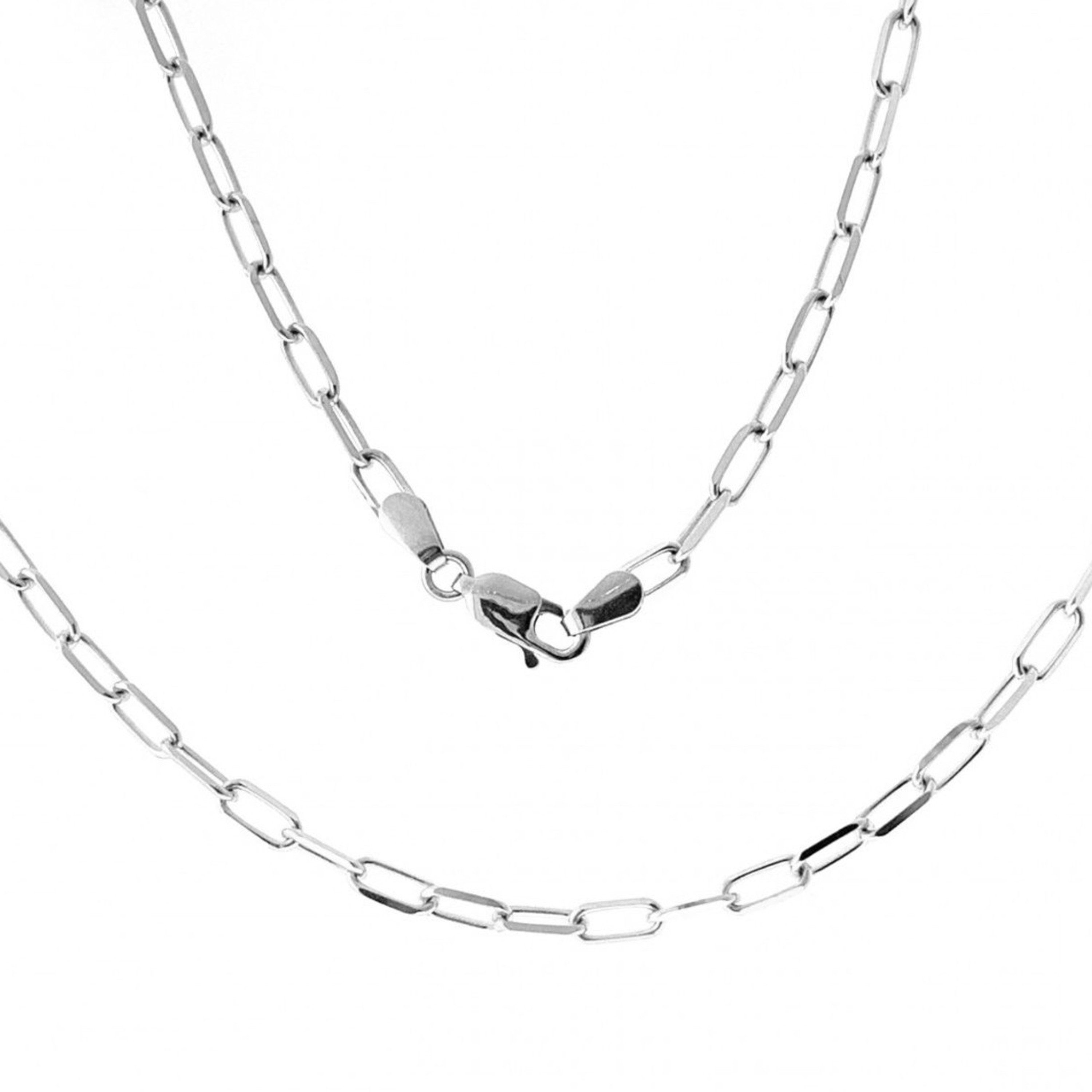 14k White Gold 3.5mm Paper Clip Bracelet necklace 7 Inches 14k White Gold 3.5mm Paper Clip Bracelet necklace 7 Inches
