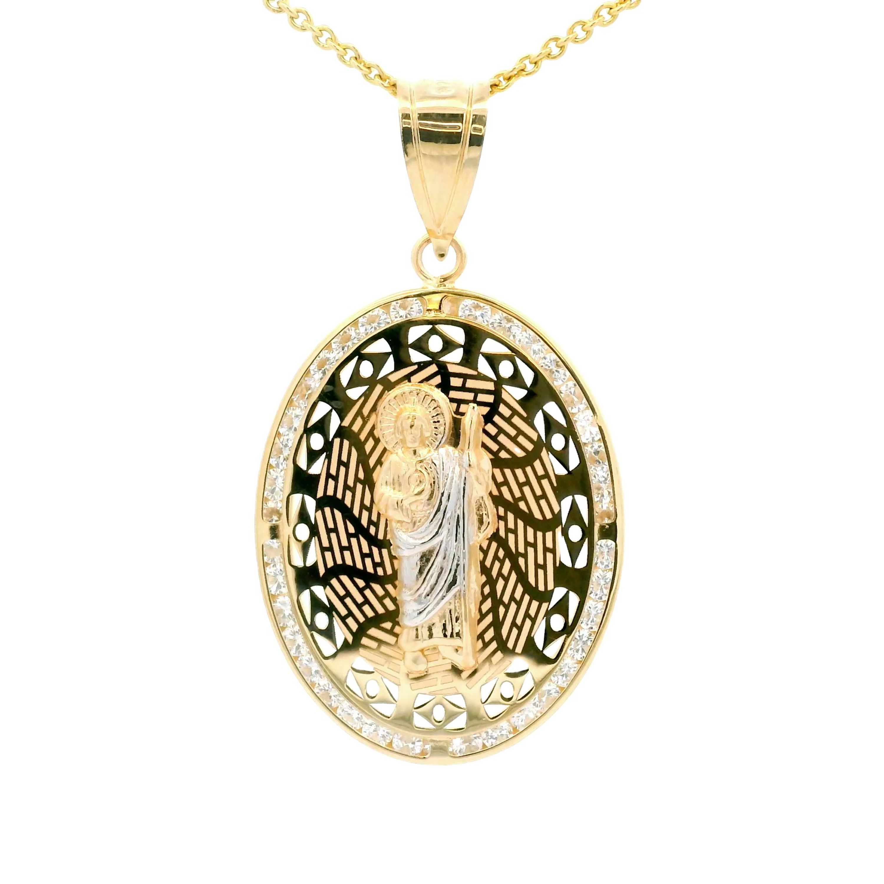 14k Yellow Gold OVAL Shaped San Judas (st. Jude) Pendant 30mm X 38mm 14k Yellow Gold OVAL Shaped San Judas (st. Jude) Pendant 30mm X 38mm