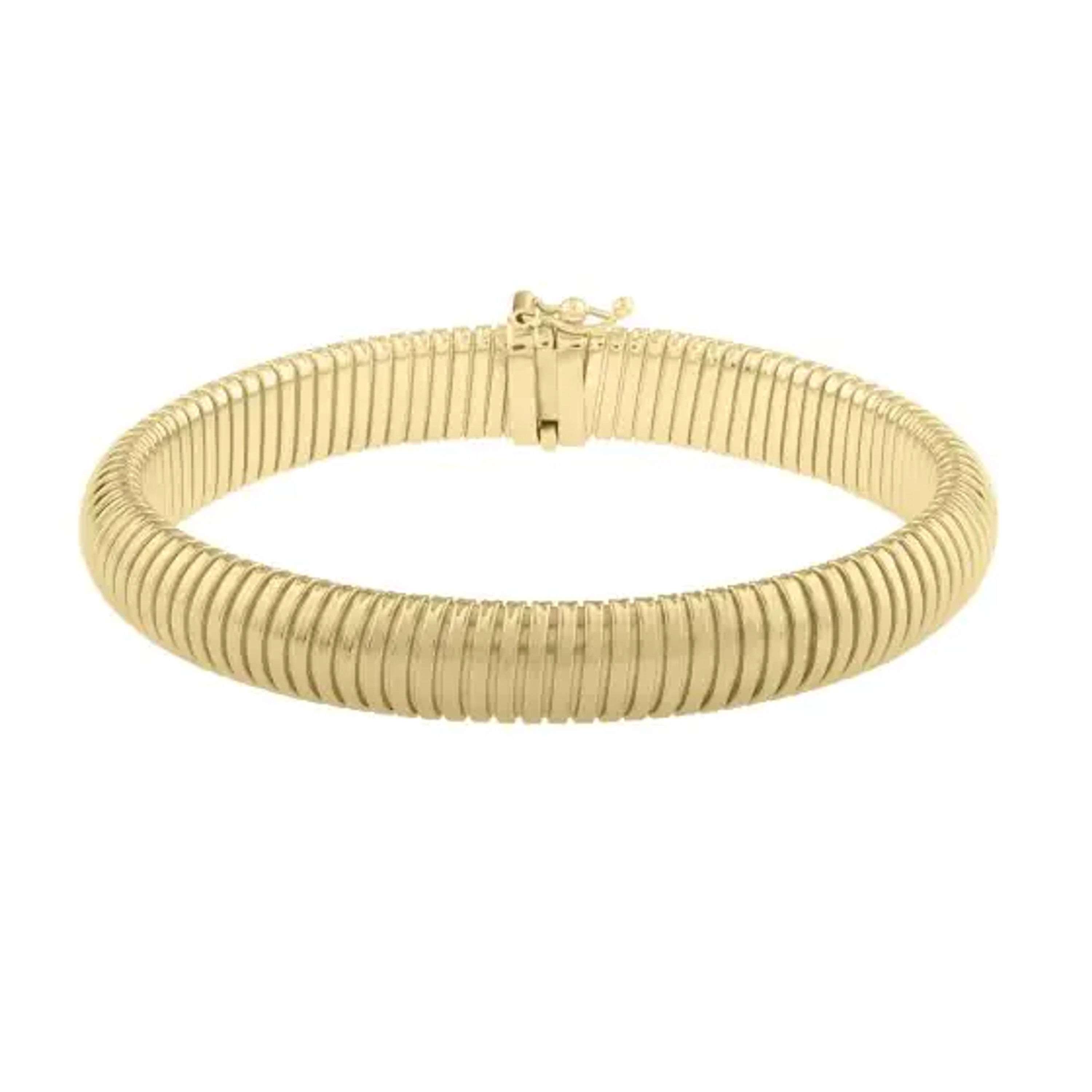 7.25" Dome Omega 9mm Tubogas Bracelet in 14k Yellow Gold 7.25" Dome Omega 9mm Tubogas Bracelet in 14k Yellow Gold