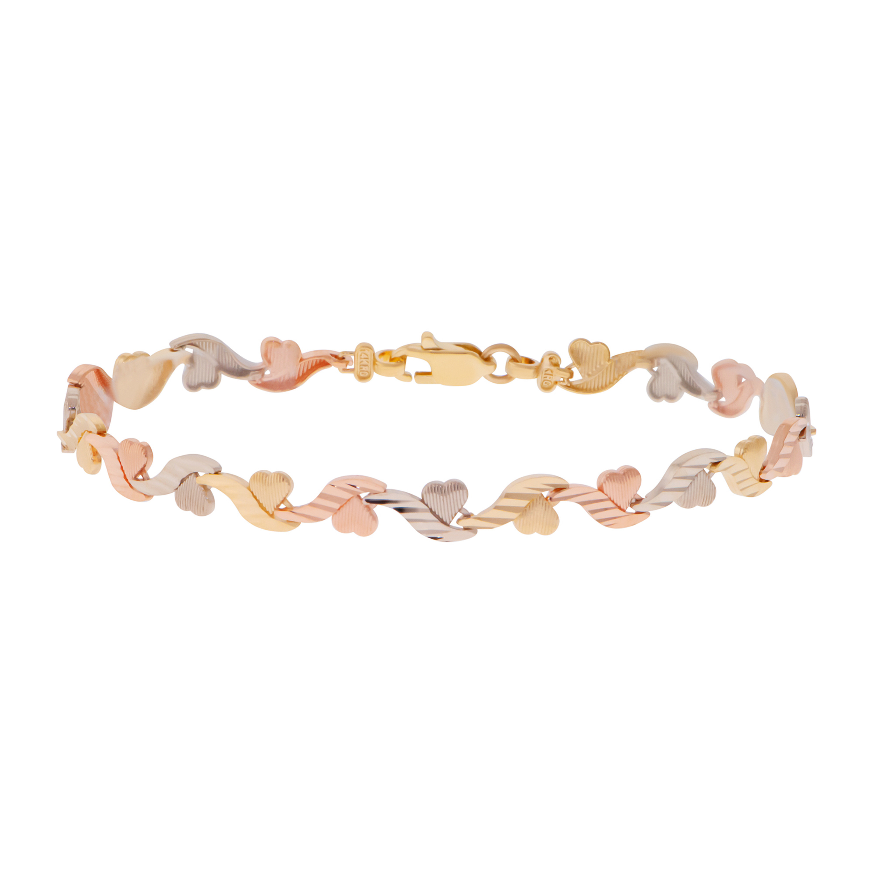 14k Tri-Color Gold Diamond Cut Bracelet 5.5mm Wide 14k Tri-Color Gold Diamond Cut Bracelet 5.5mm Wide