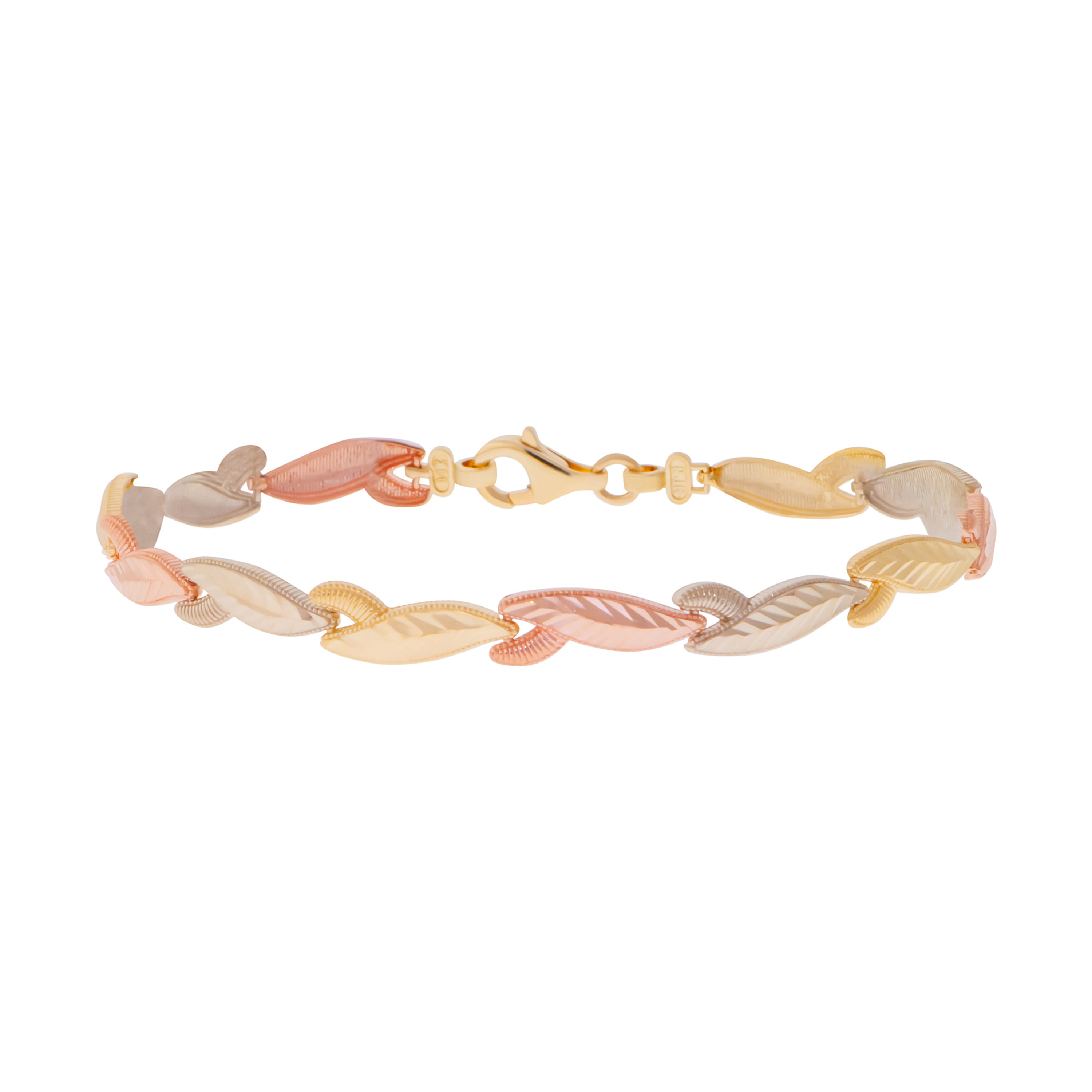 14k Tri-Color Gold Diamond Cut Bracelet 5.4mm Wide 14k Tri-Color Gold Diamond Cut Bracelet 5.4mm Wide