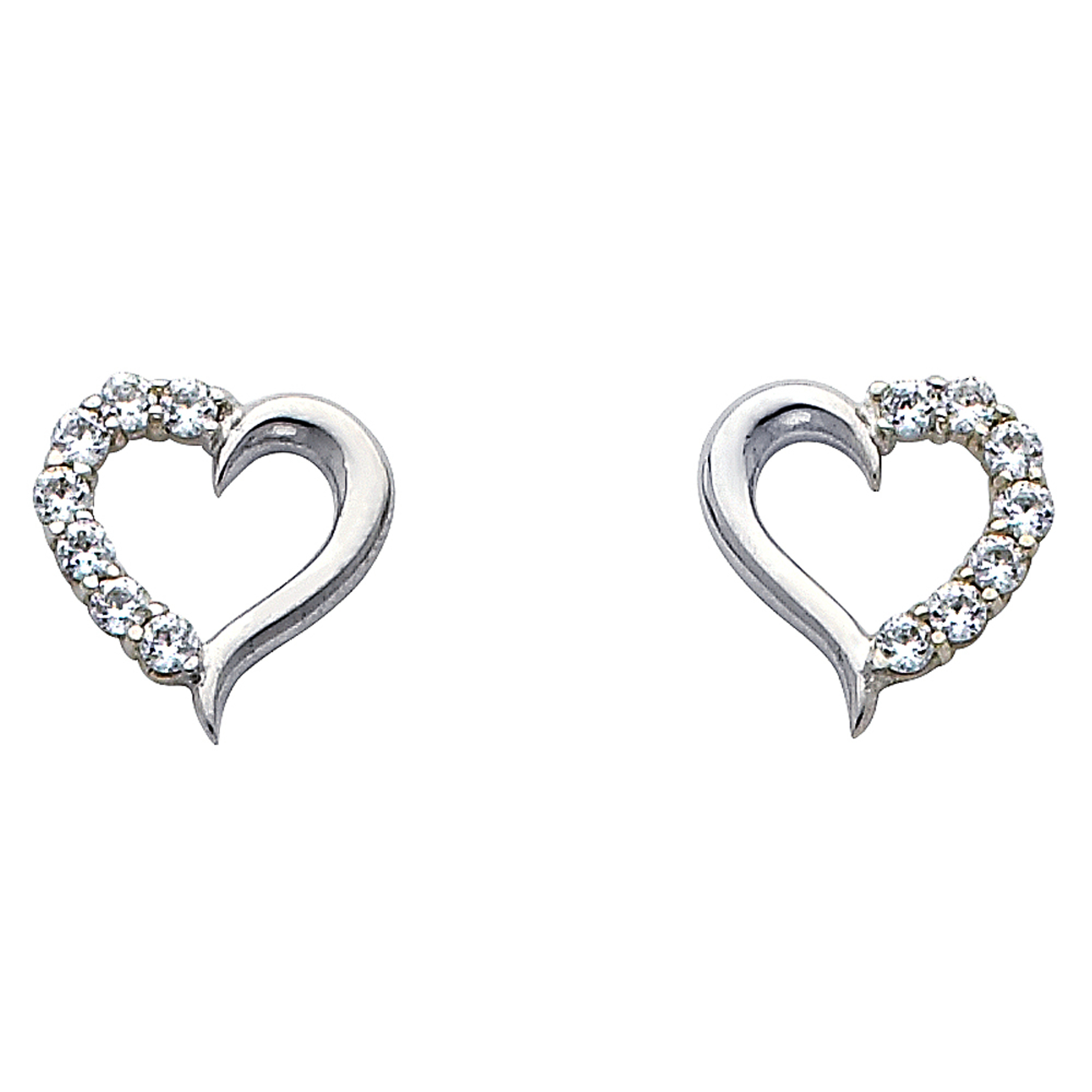 14k White Gold Cz. Heart Earrings 12mmx12mm 14k White Gold Cz. Heart Earrings 12mmx12mm