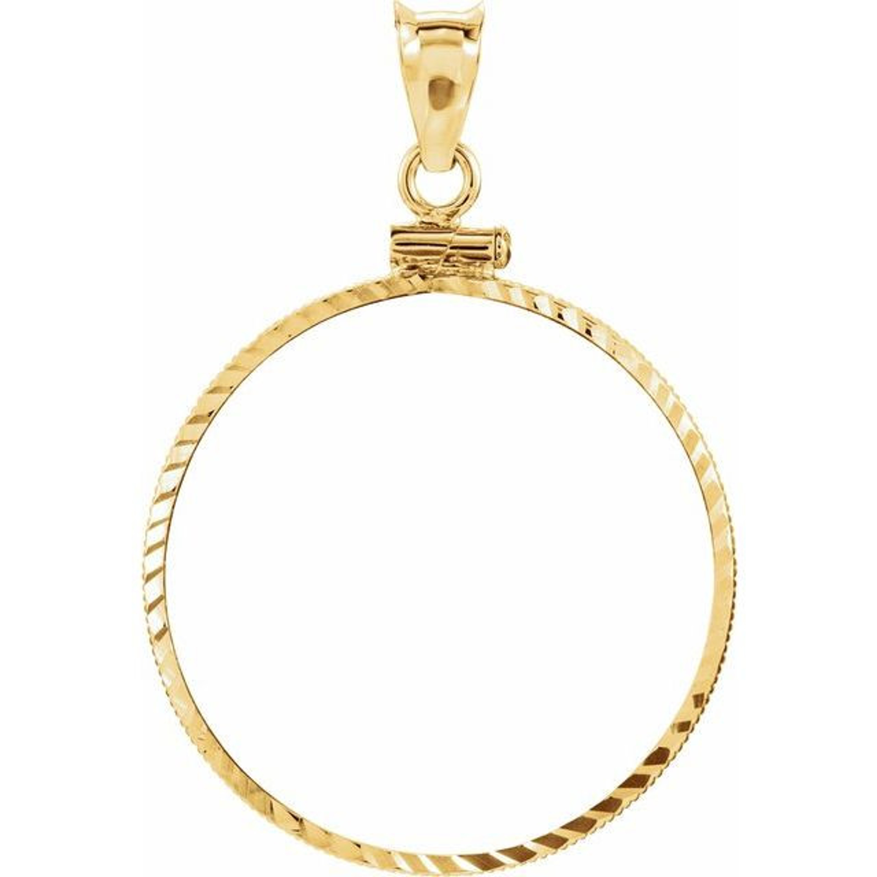 14k Gold 20 Franc Lucky Angel Diamond Cut Screw Top Bezel- New 14k Gold 20 Franc Lucky Angel Diamond Cut Screw Top Bezel- New