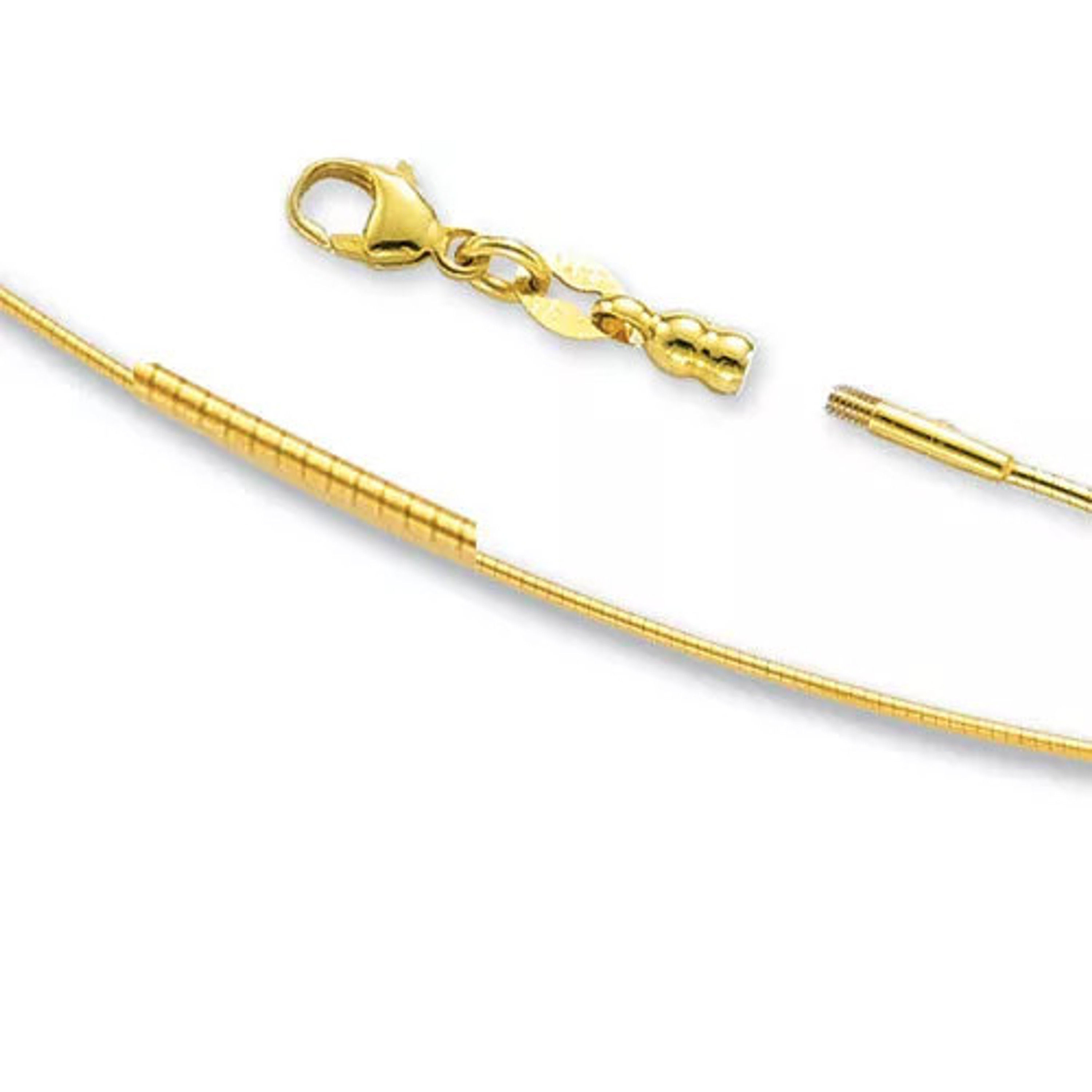 14k Gold 1.5mm Round Screw off Back Omega Necklace 16 Inches 14k Gold 1.5mm Round Screw off Back Omega Necklace 16 Inches